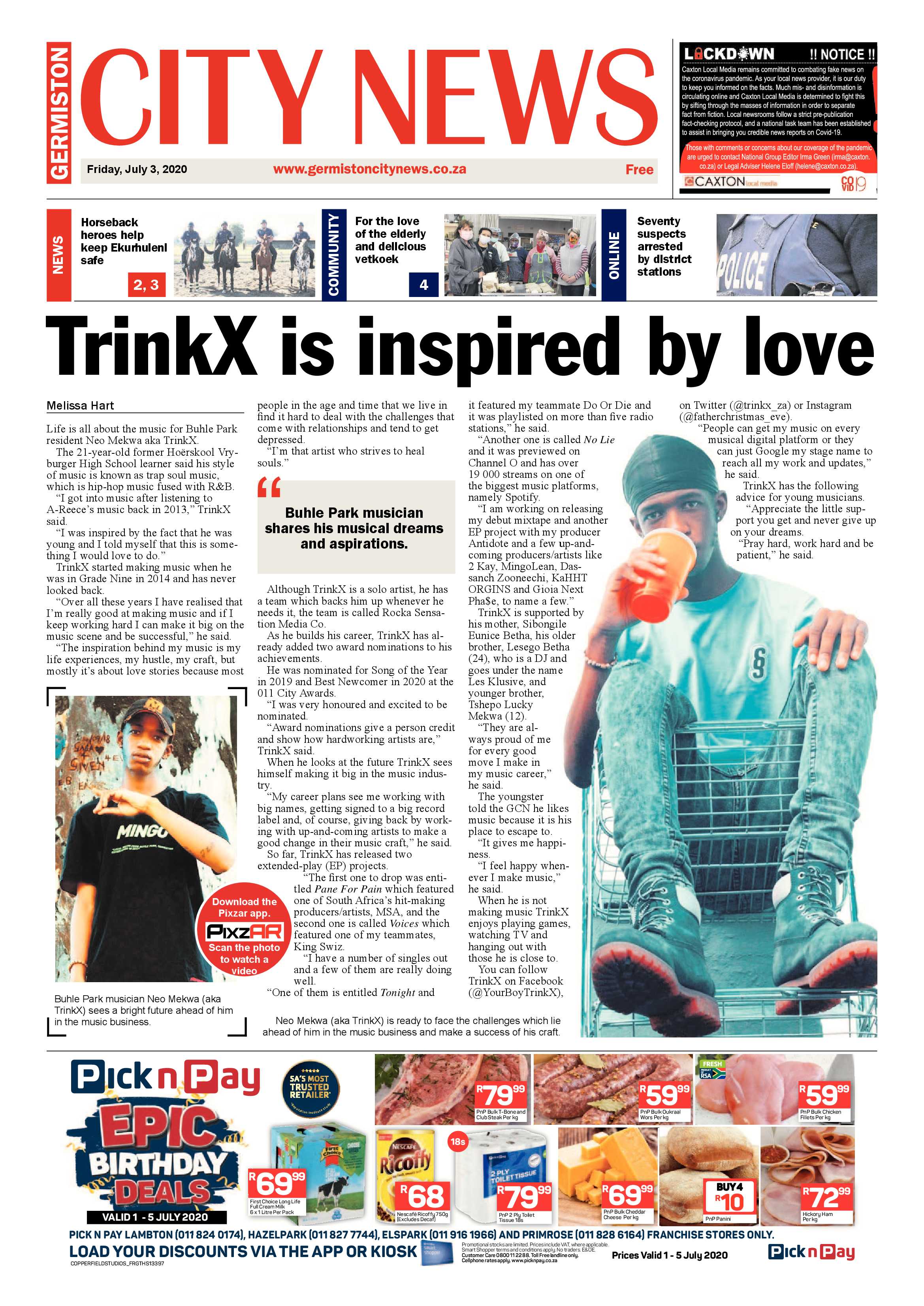 Germiston City News 01 July 2020 page 1