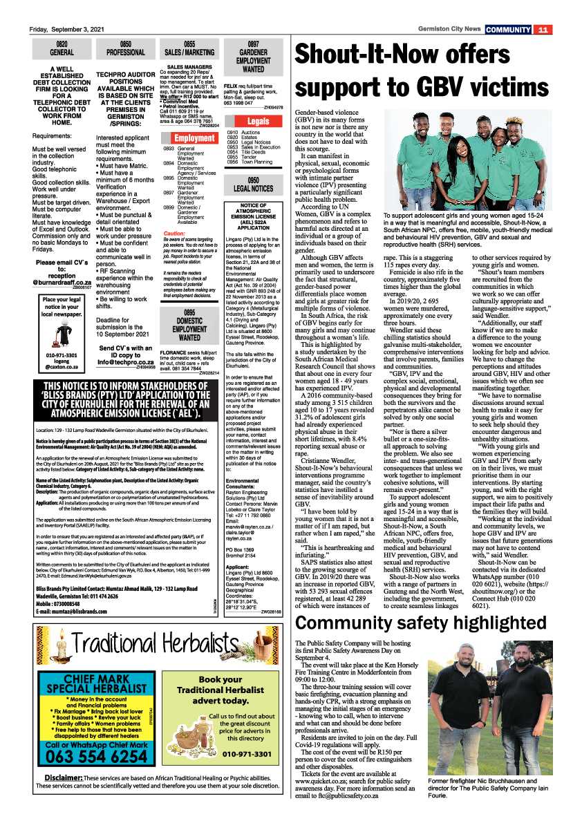 Germiston City News 03 September 2021 page 11
