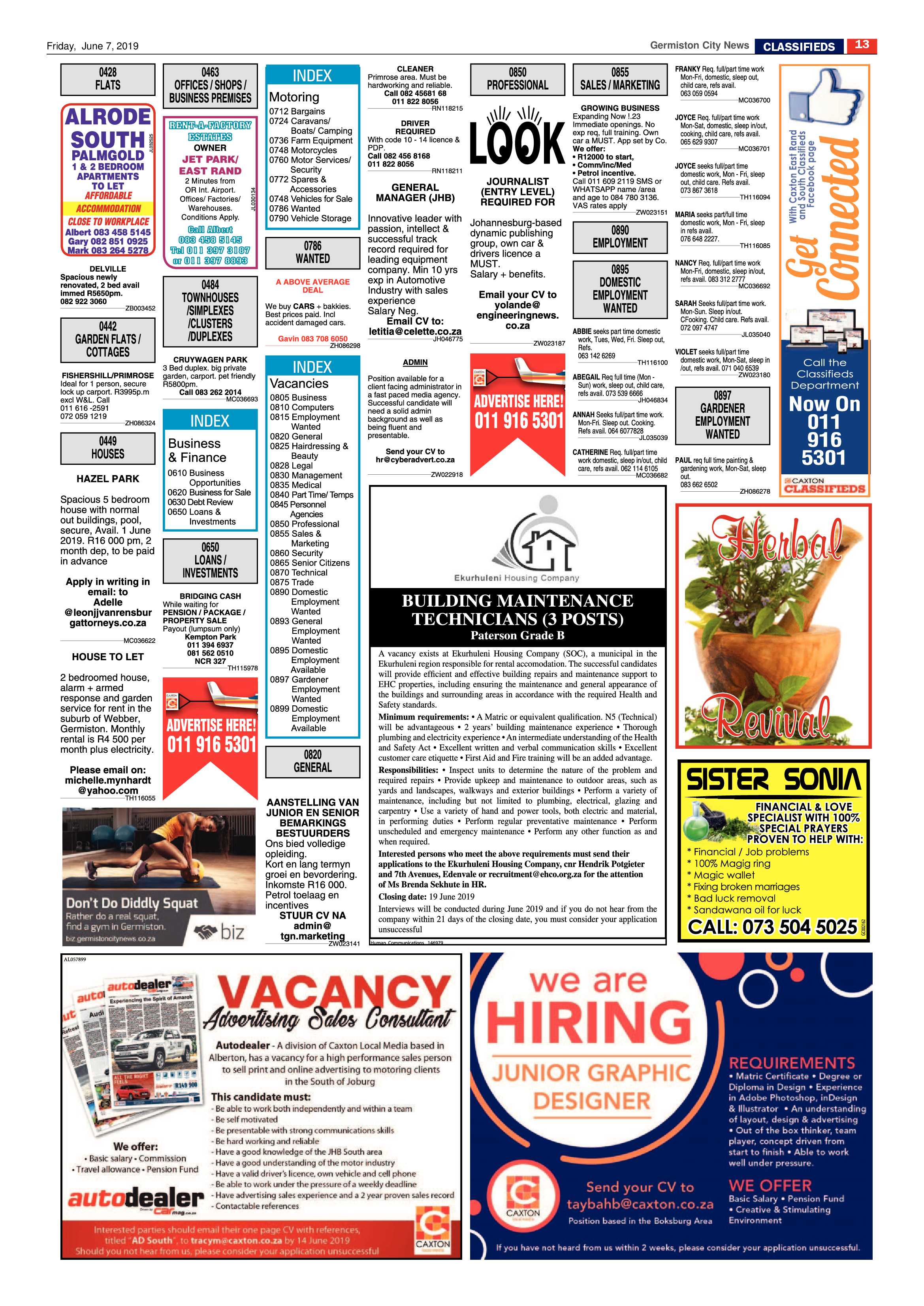 Germiston City News 05 June 2019 page 13