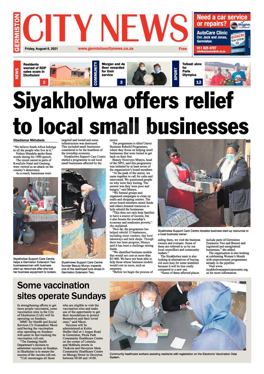 Germiston City News 06 August 2021 page 1