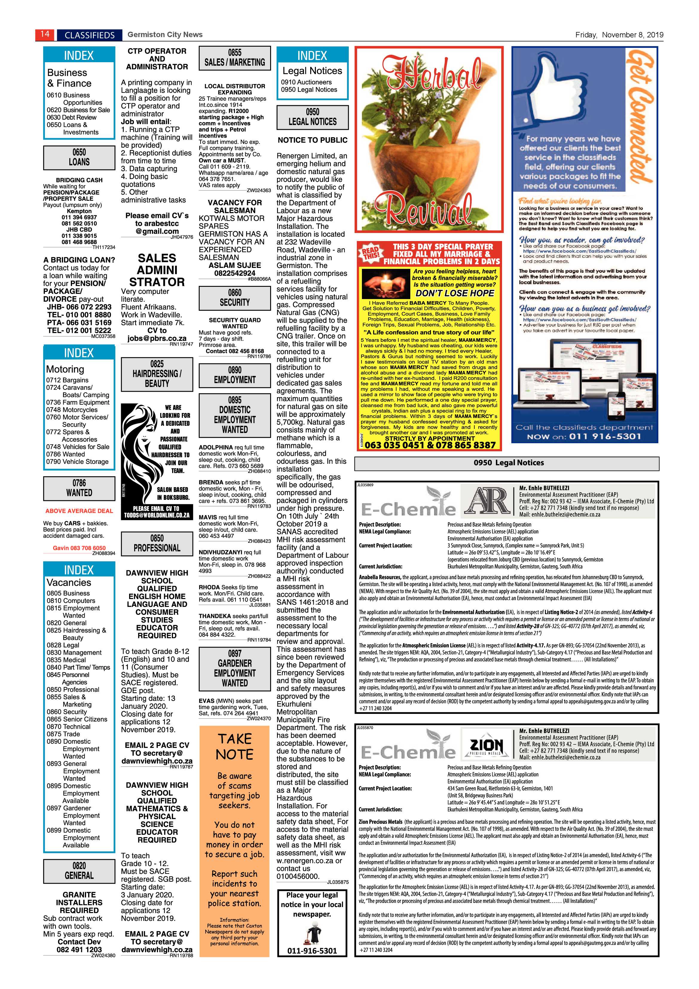 Germiston City News 06 November 2019 page 14