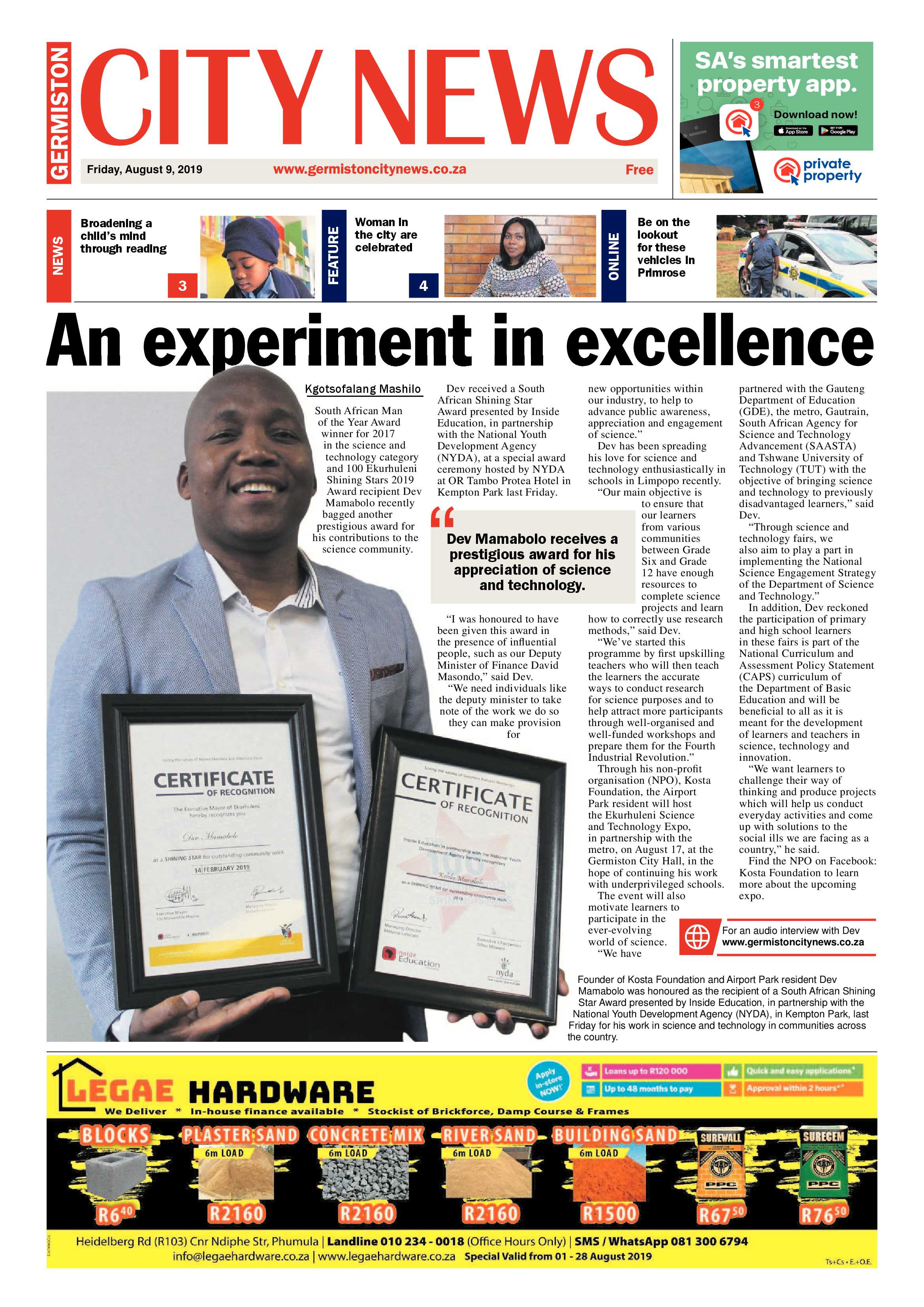 Germiston City News 07 August 2019 page 1