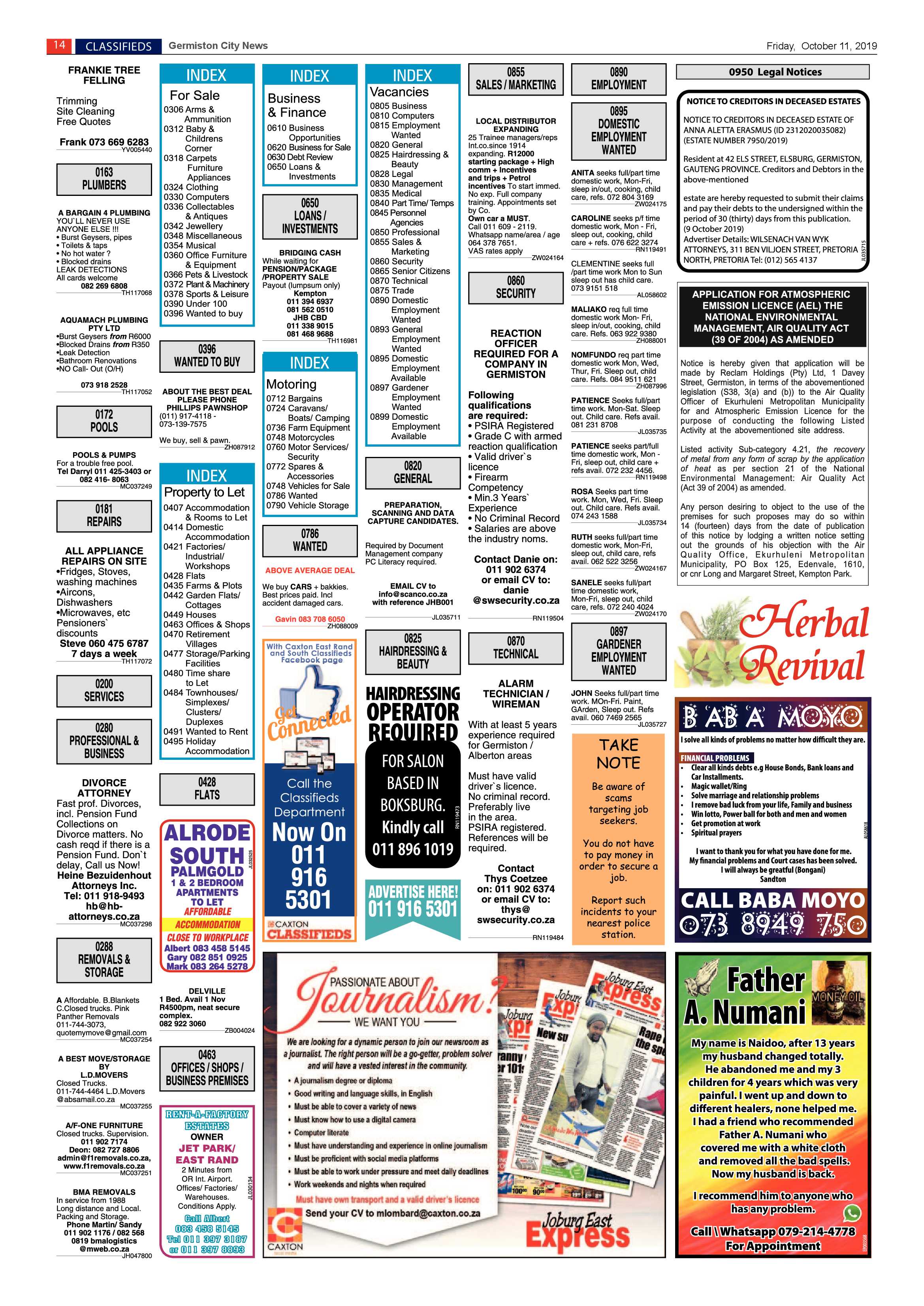 Germiston City News 09 October 2019 page 14