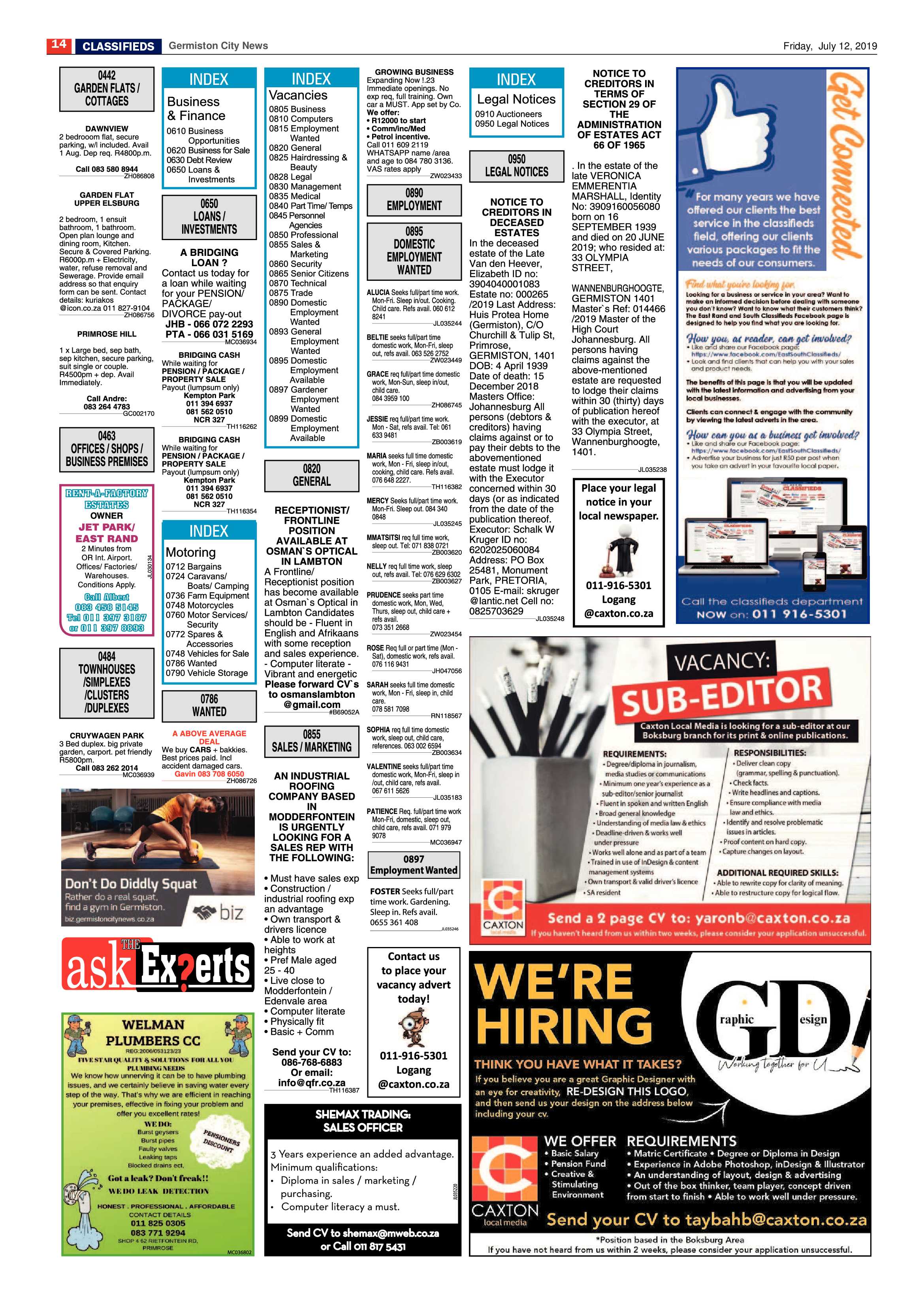 Germiston City News 10 July 2019 page 14