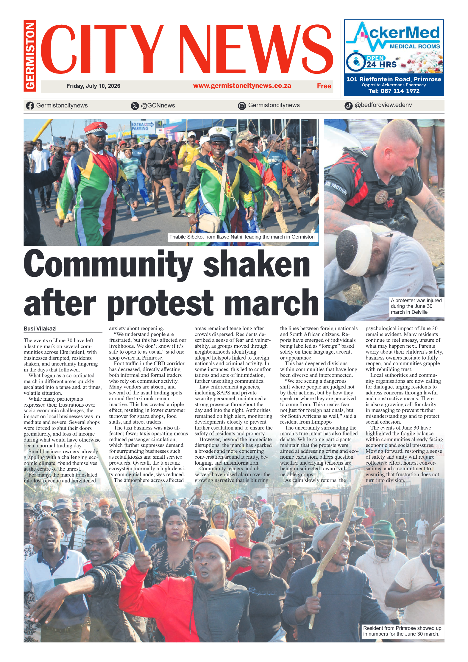 Germiston City News 10 July 2026 page 1
