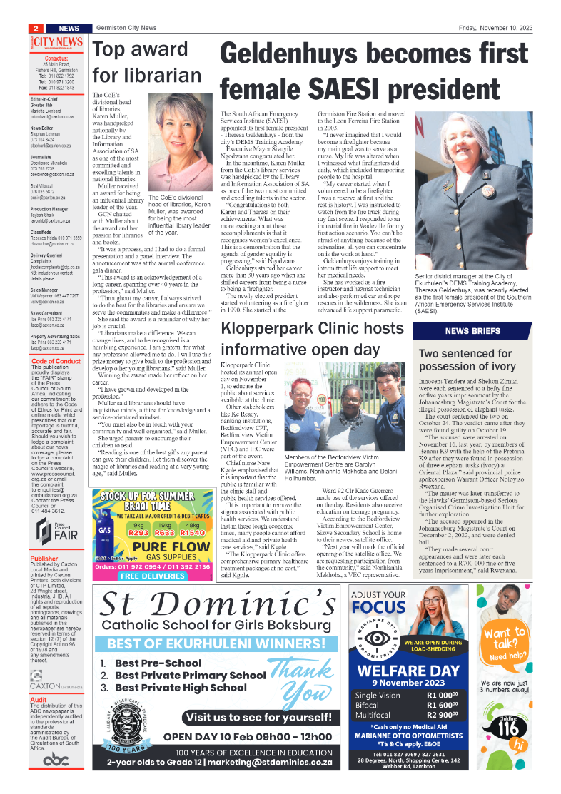 Germiston City News 10 November 2023 page 2
