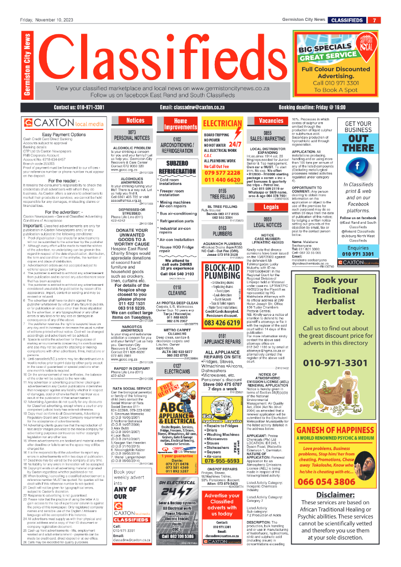Germiston City News 10 November 2023 page 7