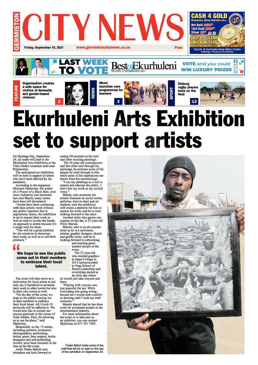 Germiston City News 10 September 2021 page 1