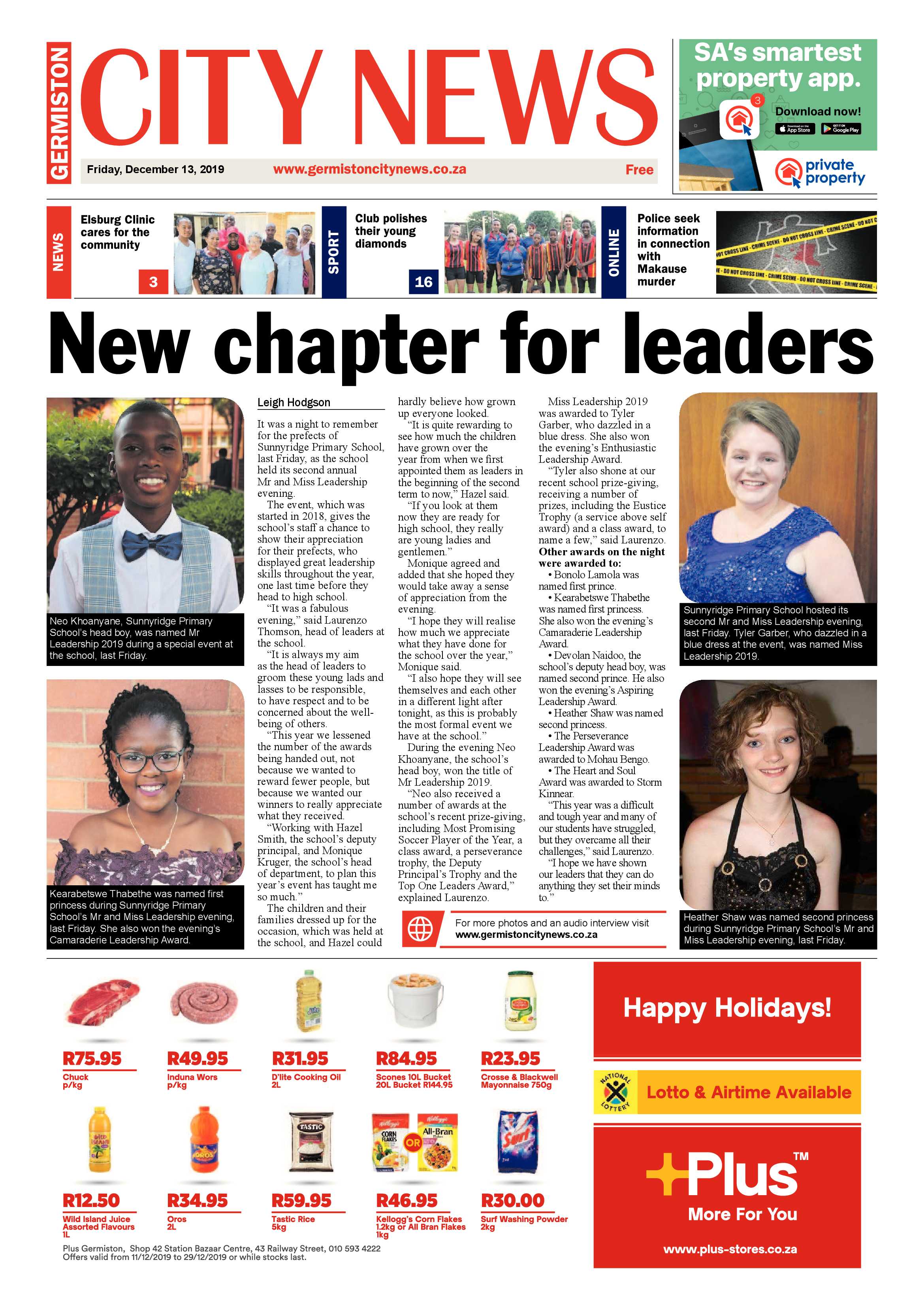 Germiston City News 11 December 2019 page 1