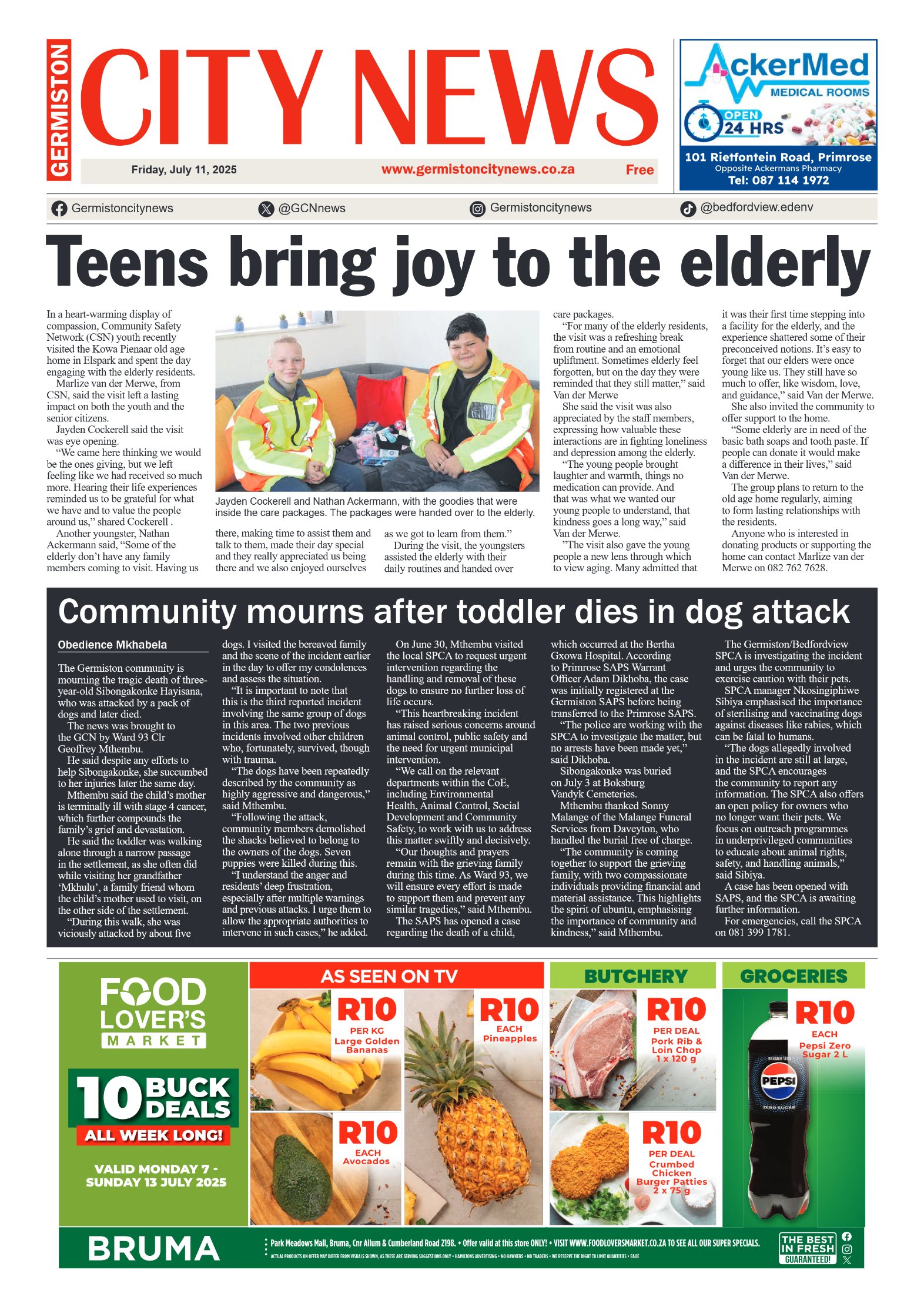 Germiston City News 11 July 2025 page 1