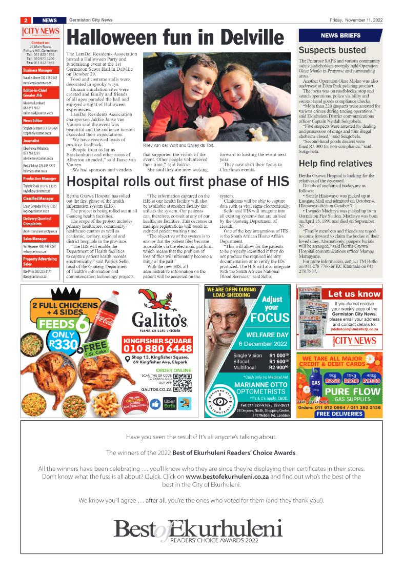 Germiston City News 11 Nov 2022 page 2