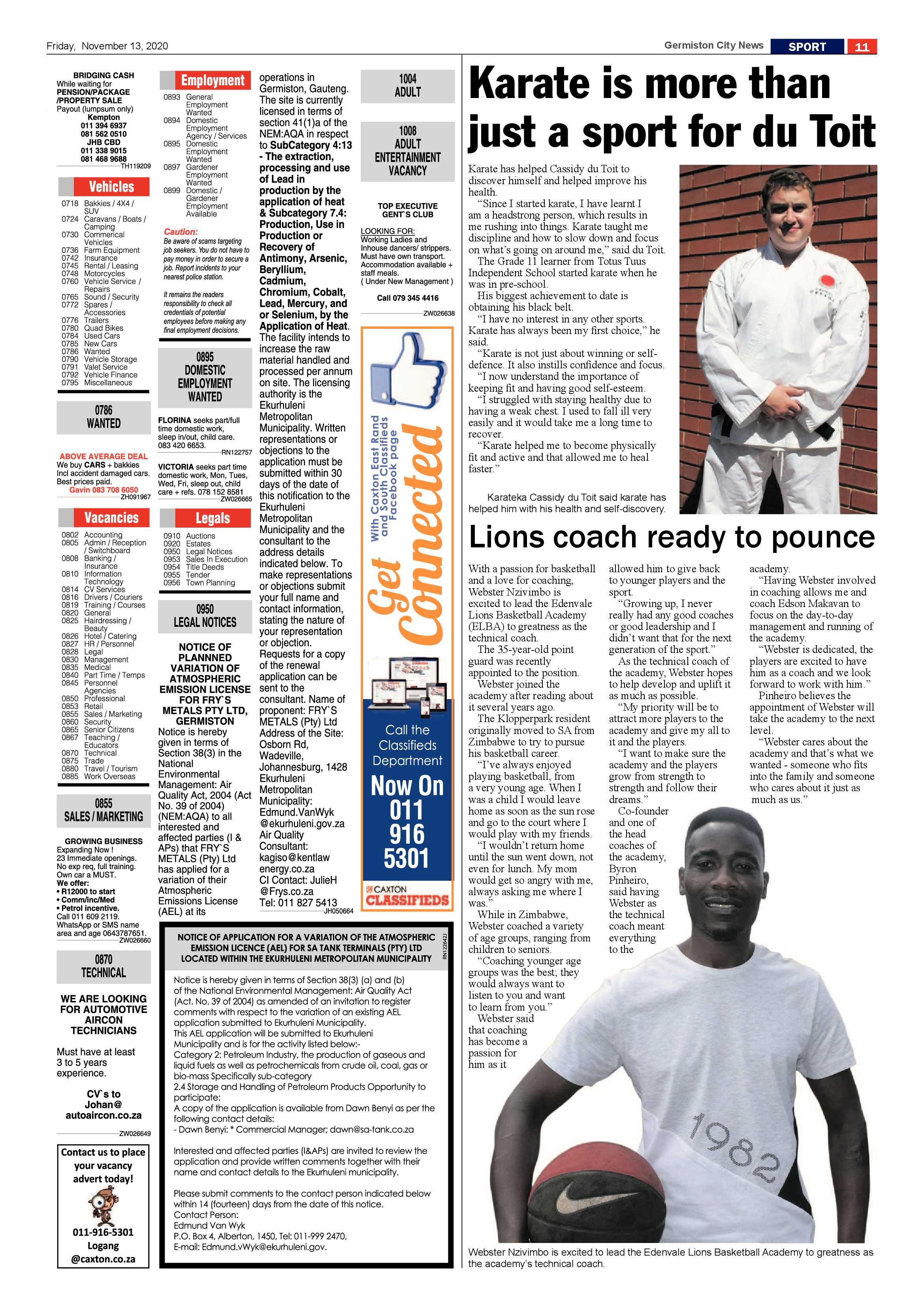 Germiston City News 11 November  2020 page 11