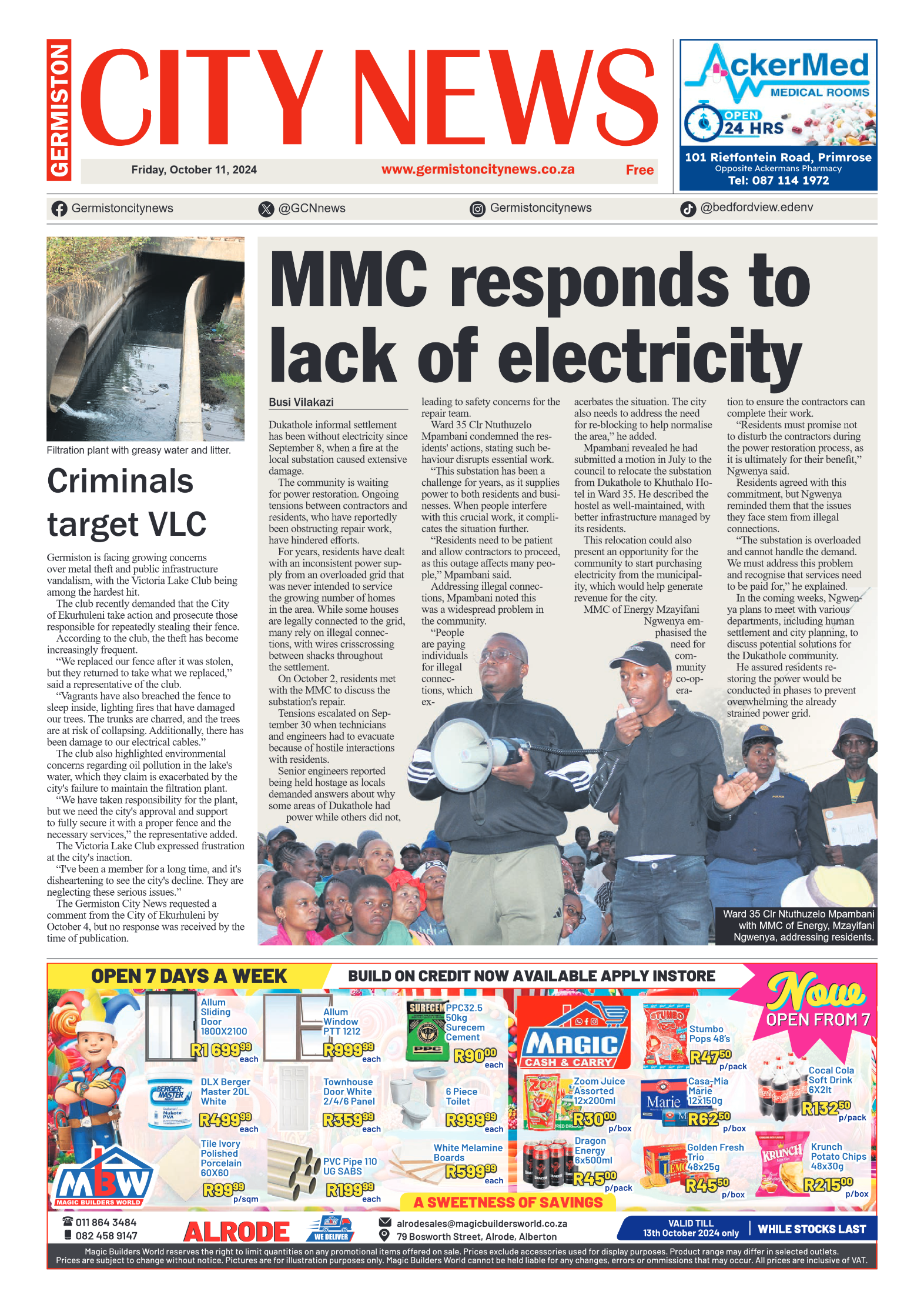 Germiston City News 11 October 2024 page 1
