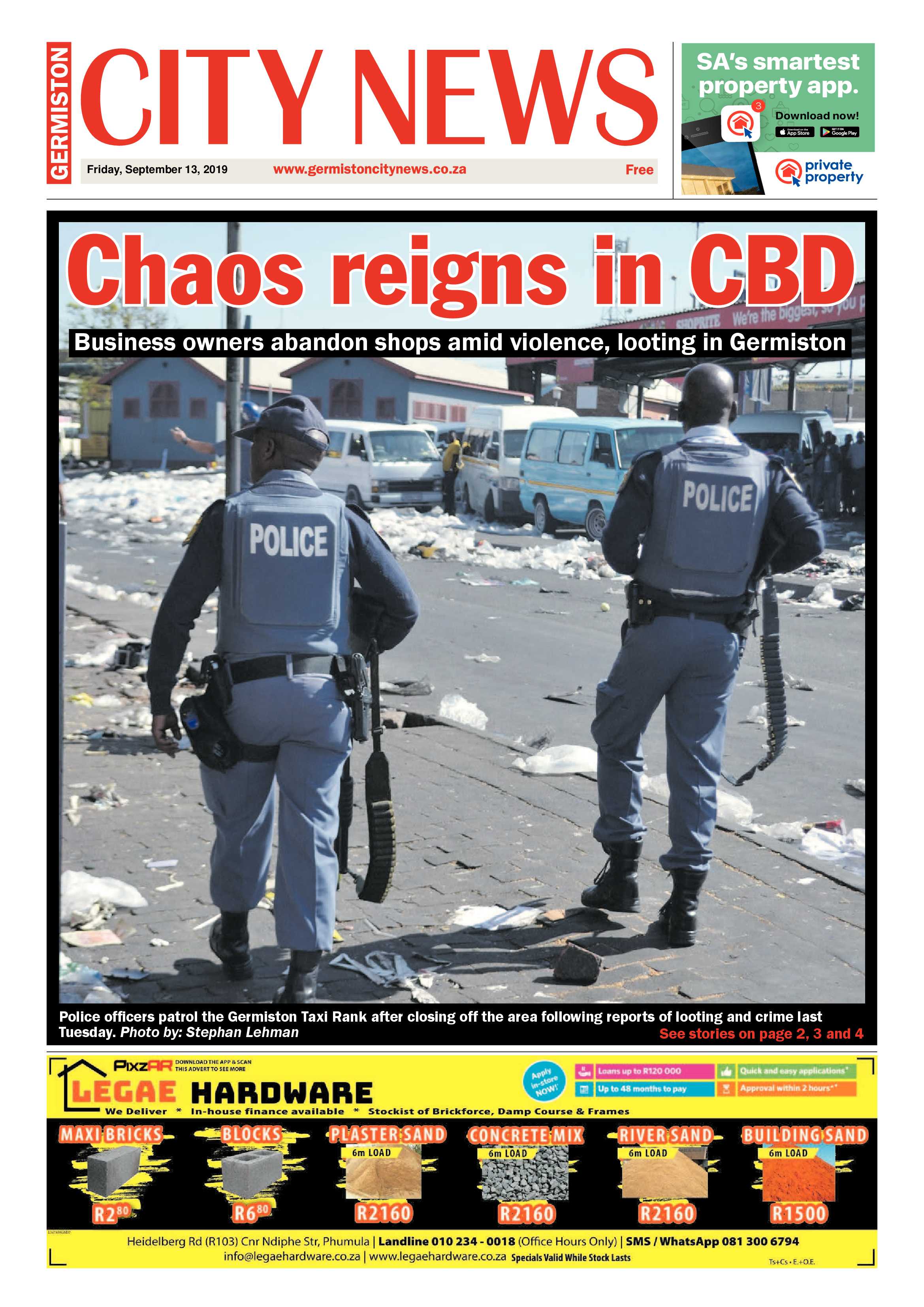 Germiston City News 11 September 2019 page 1