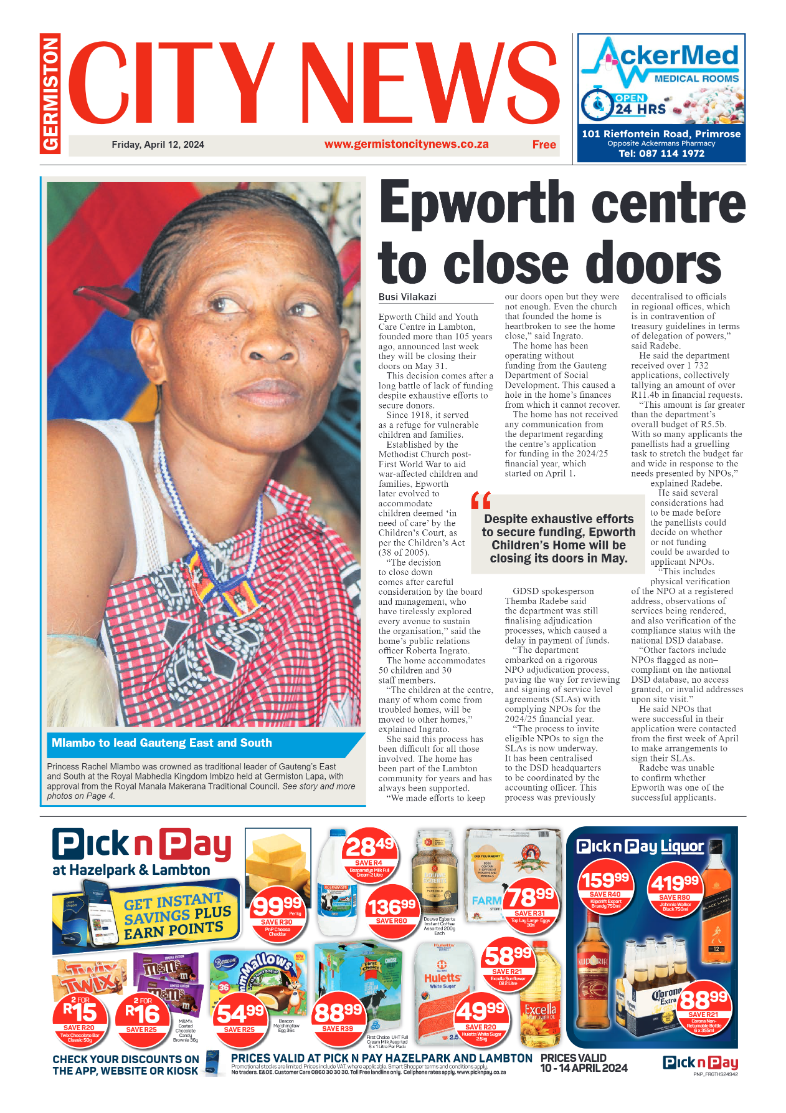 Germiston City News 12 April 2024 page 1