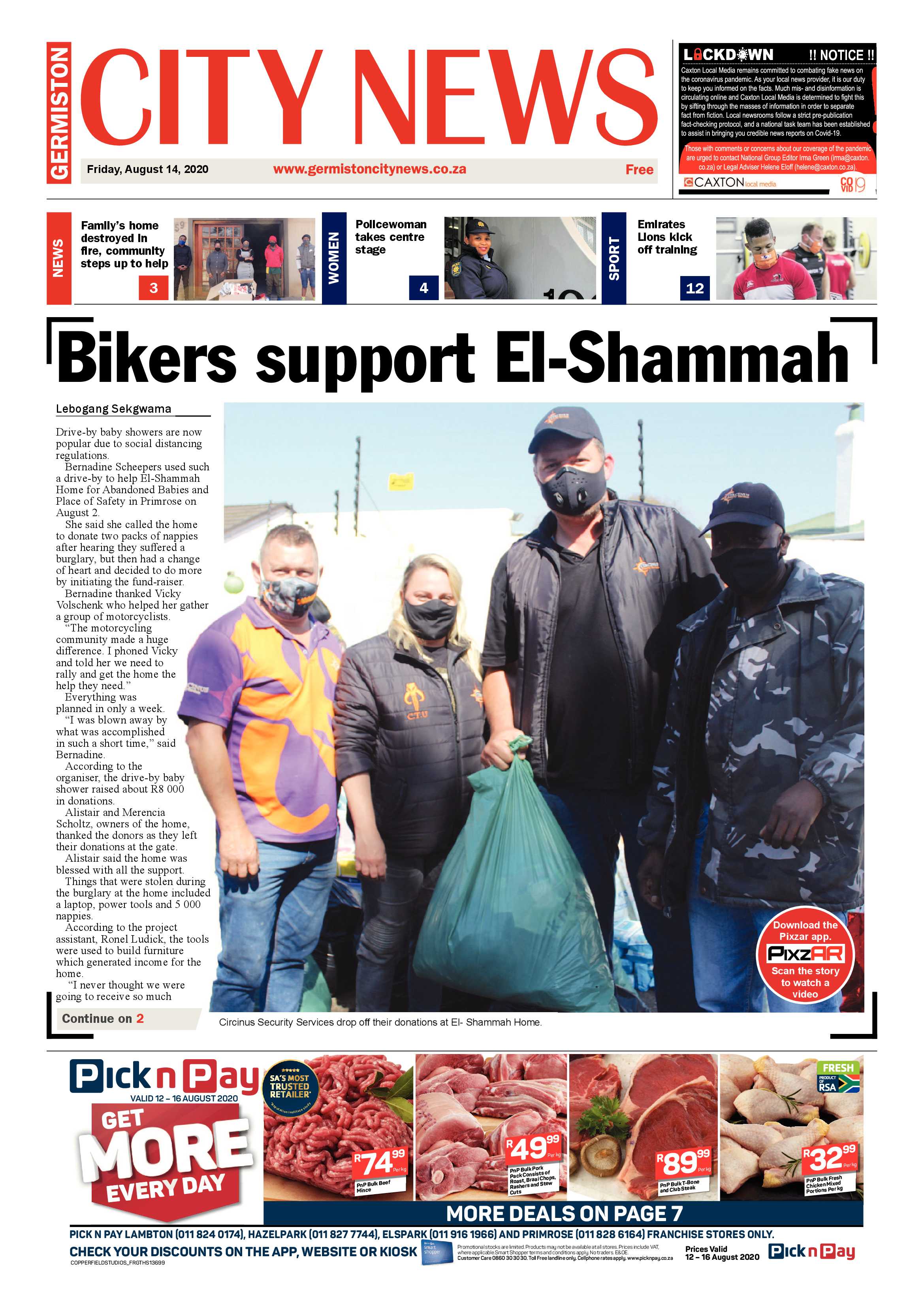 Germiston City News 12 August 2020 page 1