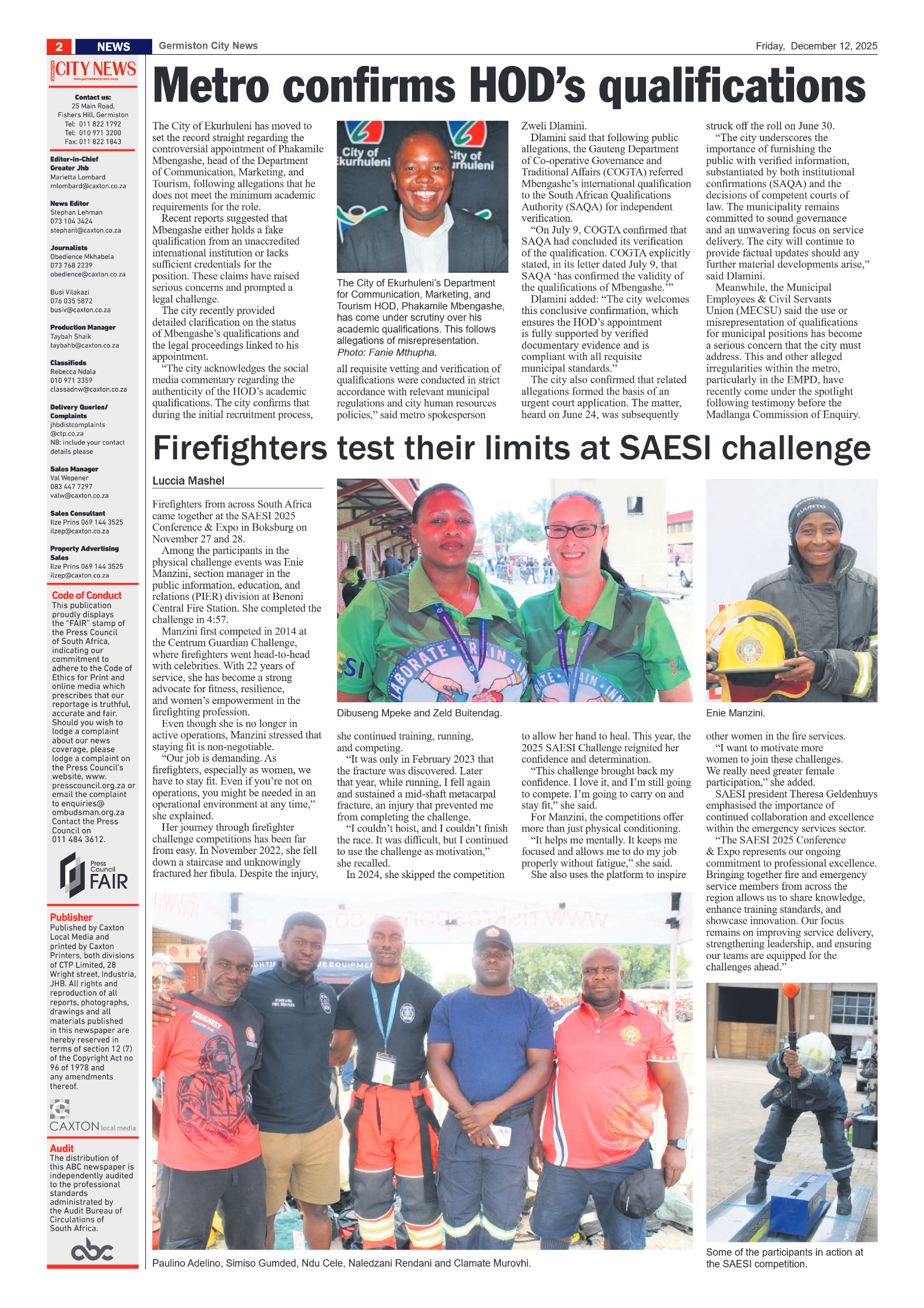 Germiston City News 12 December 2025 page 2
