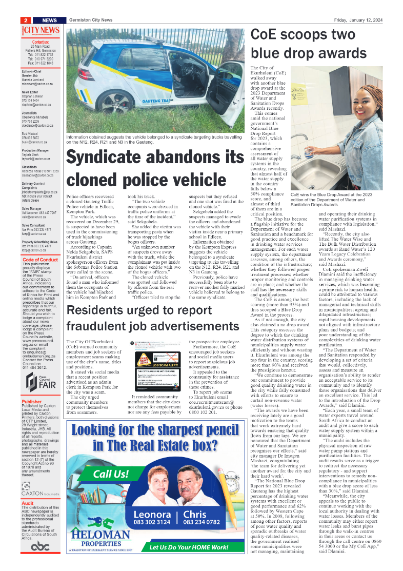 Germiston City News 12 January 2024 page 2