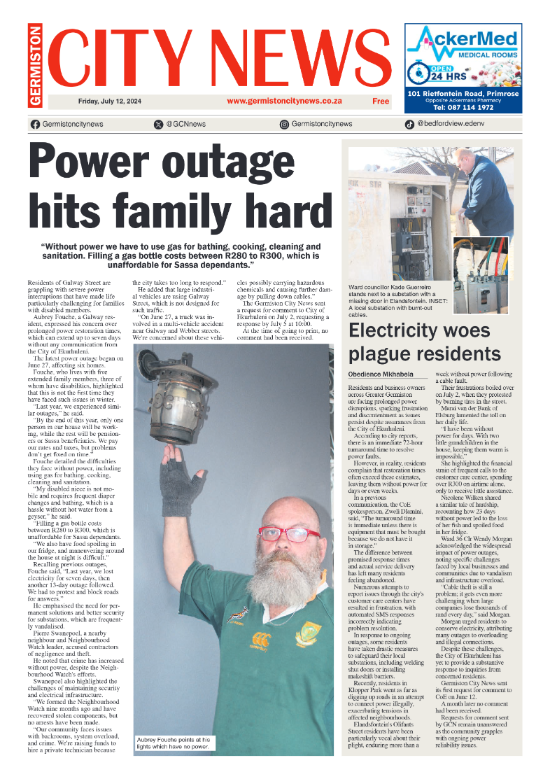 Germiston City News 12 July 2024 page 1