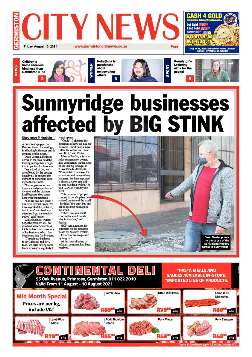 Germiston City News 13 August 2021 page 1