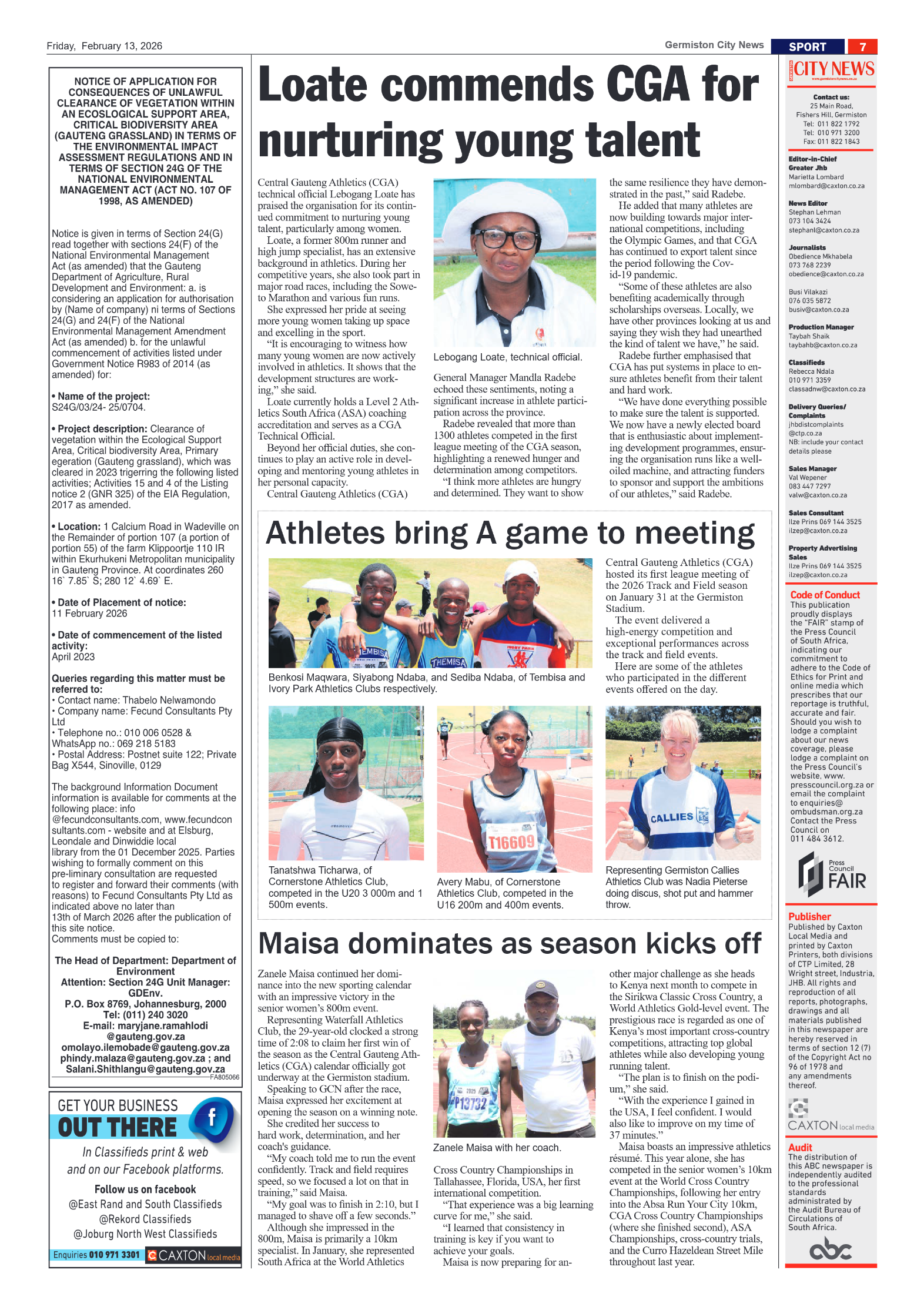 Germiston City News 13 February 2026 page 7