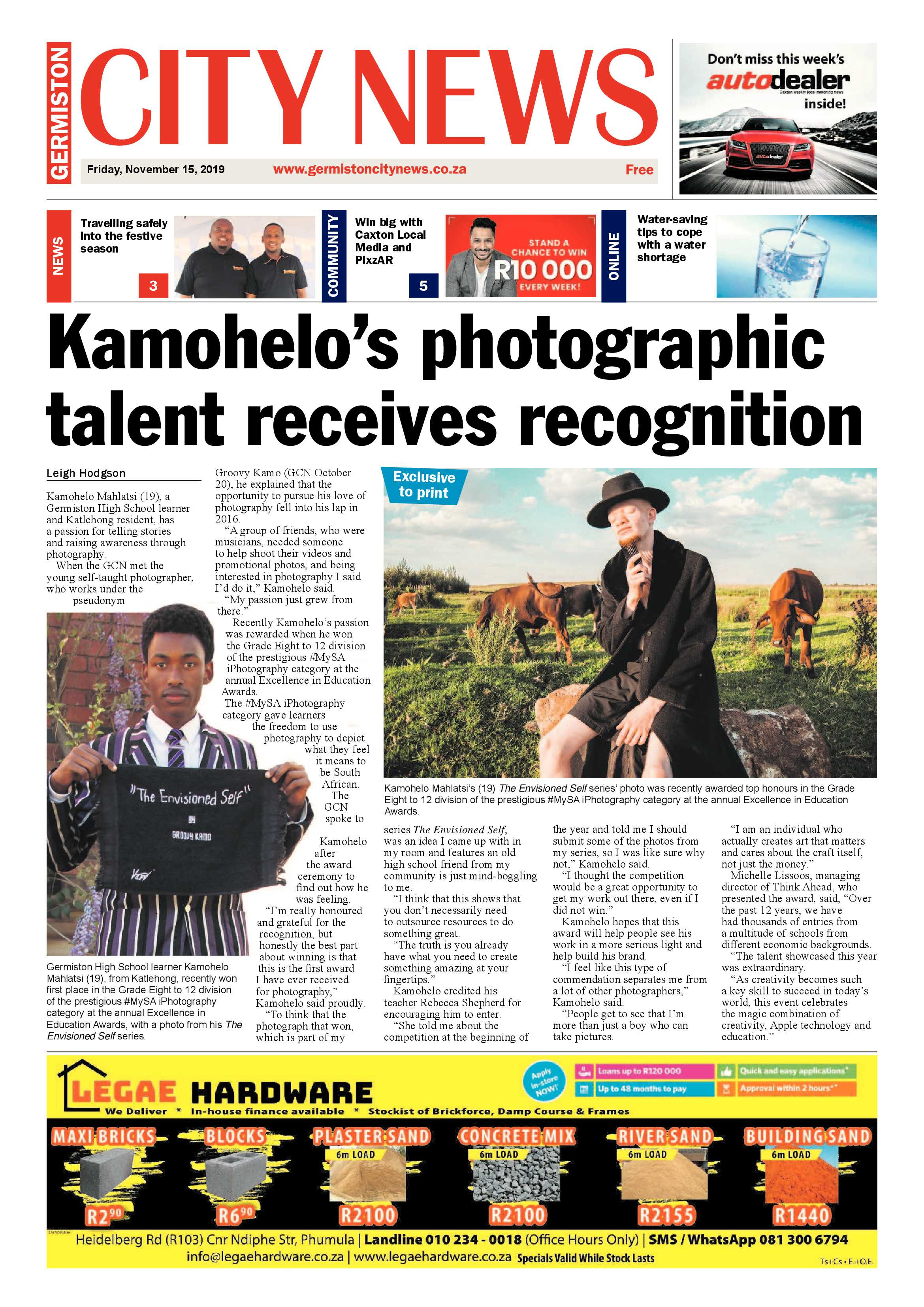 Germiston City News 13 November 2019 page 1