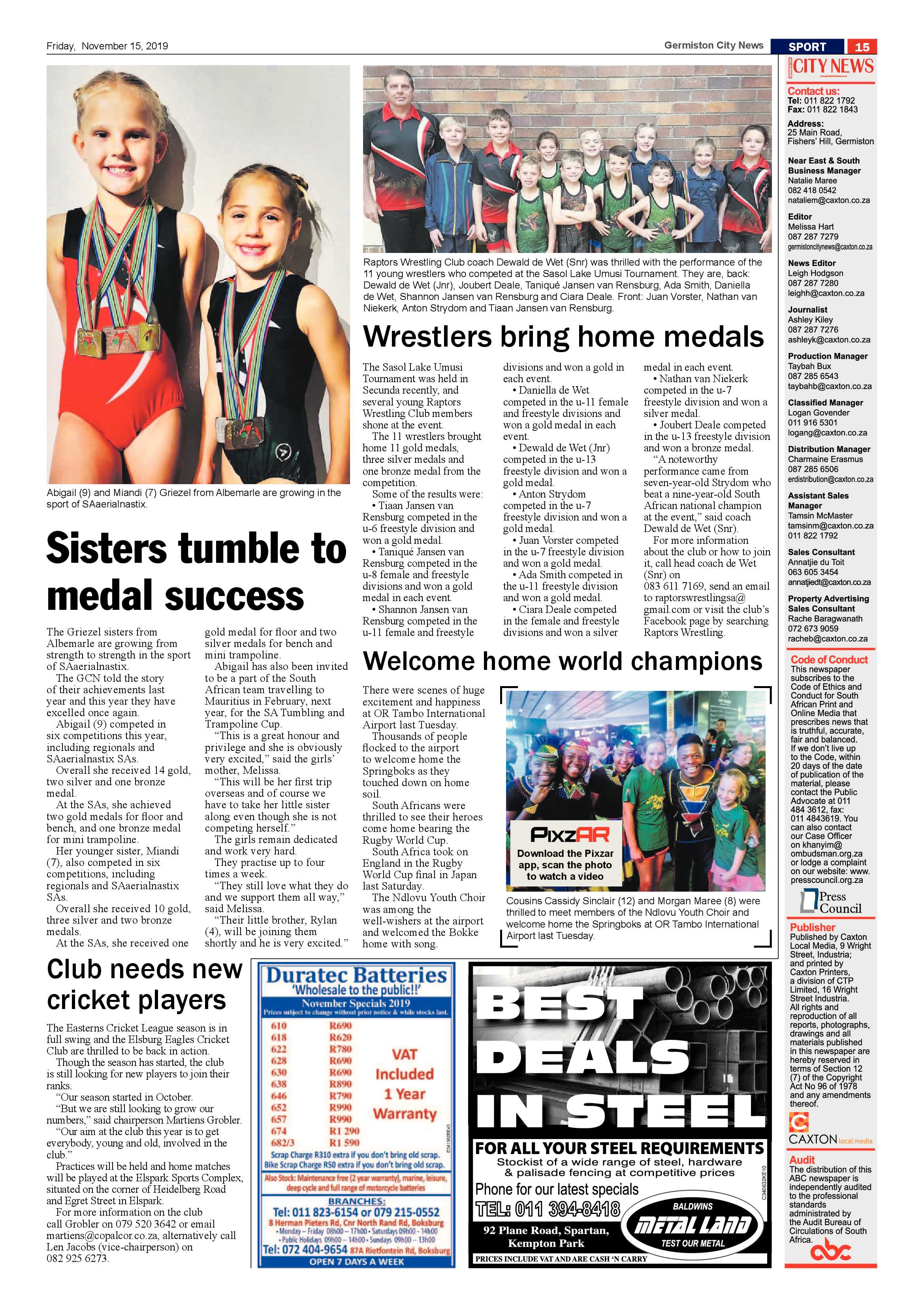 Germiston City News 13 November 2019 page 15