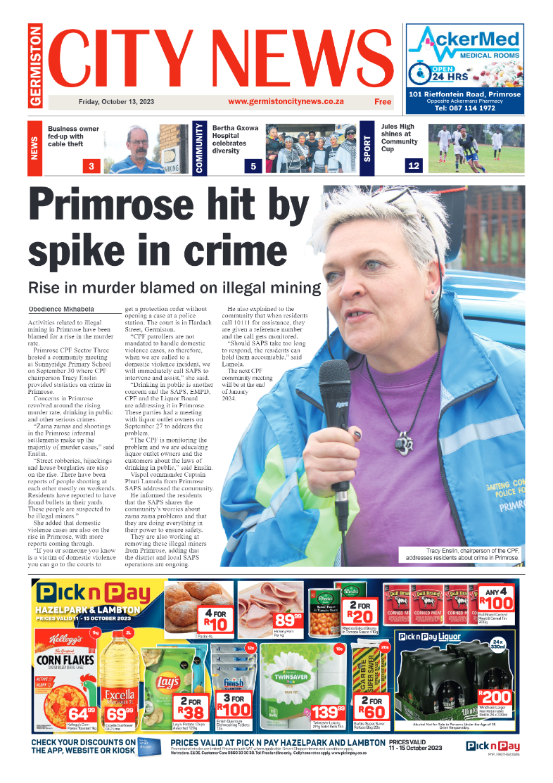 Germiston City News 13 October 2023 page 1