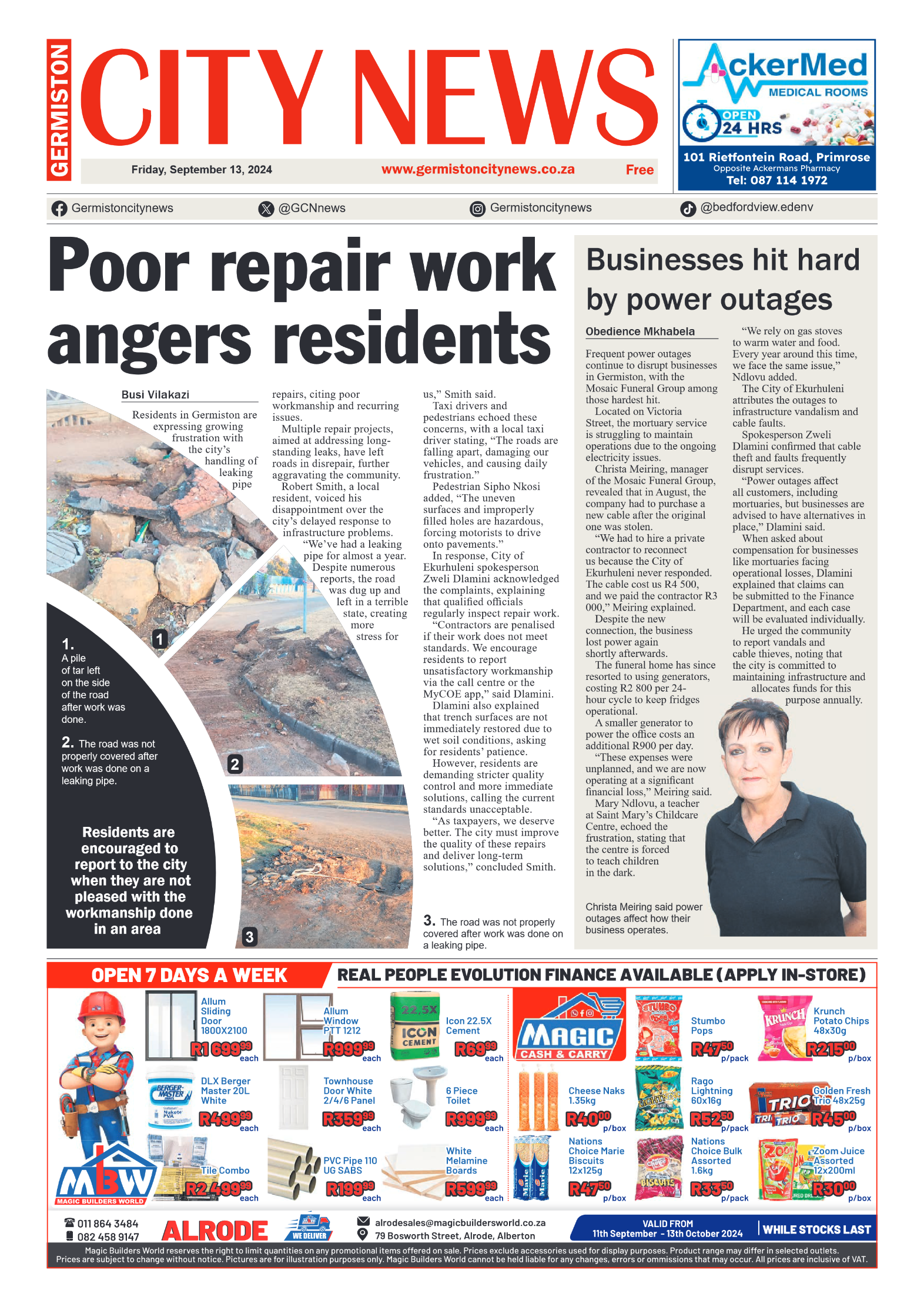 Germiston City News 13 September 2024 page 1