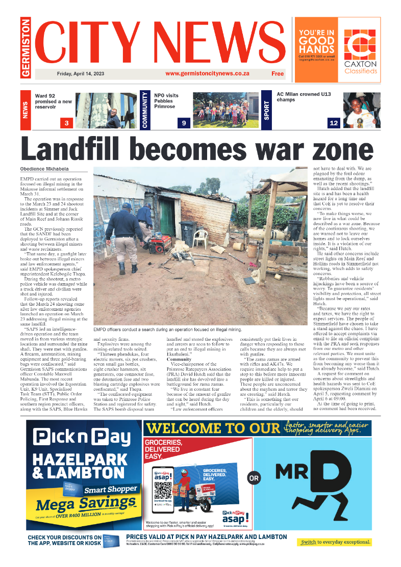 Germiston City News 14 April 2023 page 1