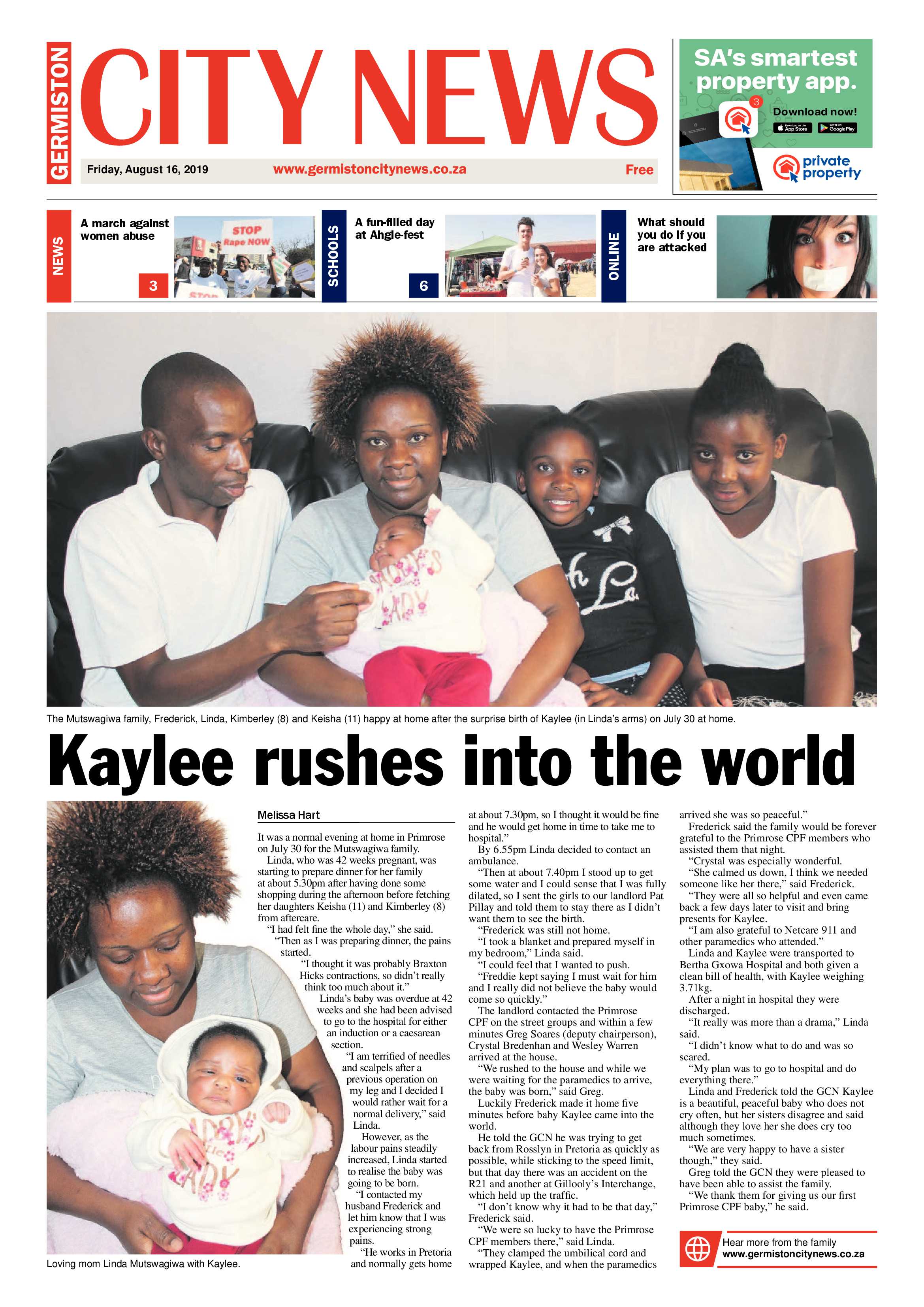Germiston City News 14 August 2019 page 1