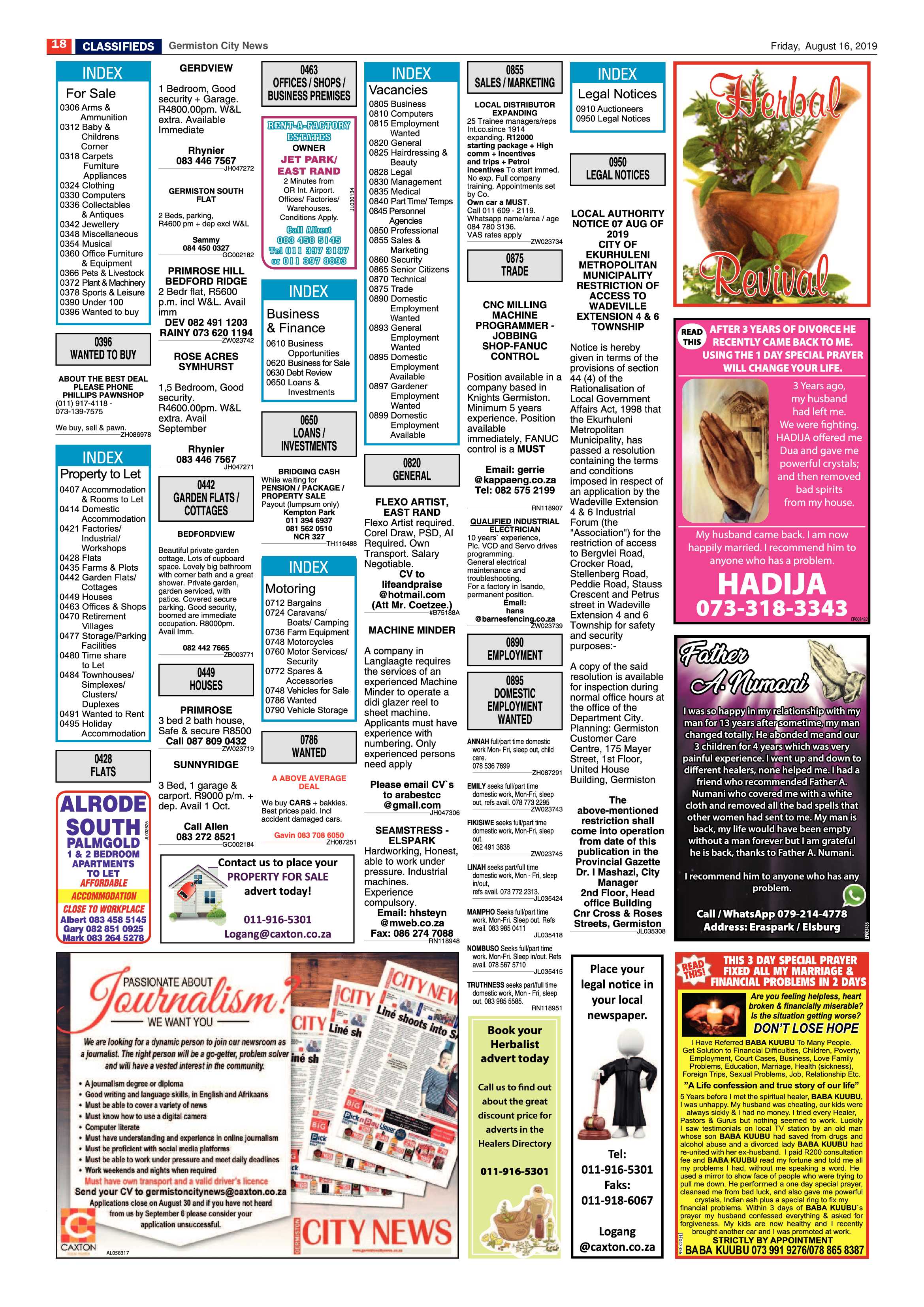 Germiston City News 14 August 2019 page 18