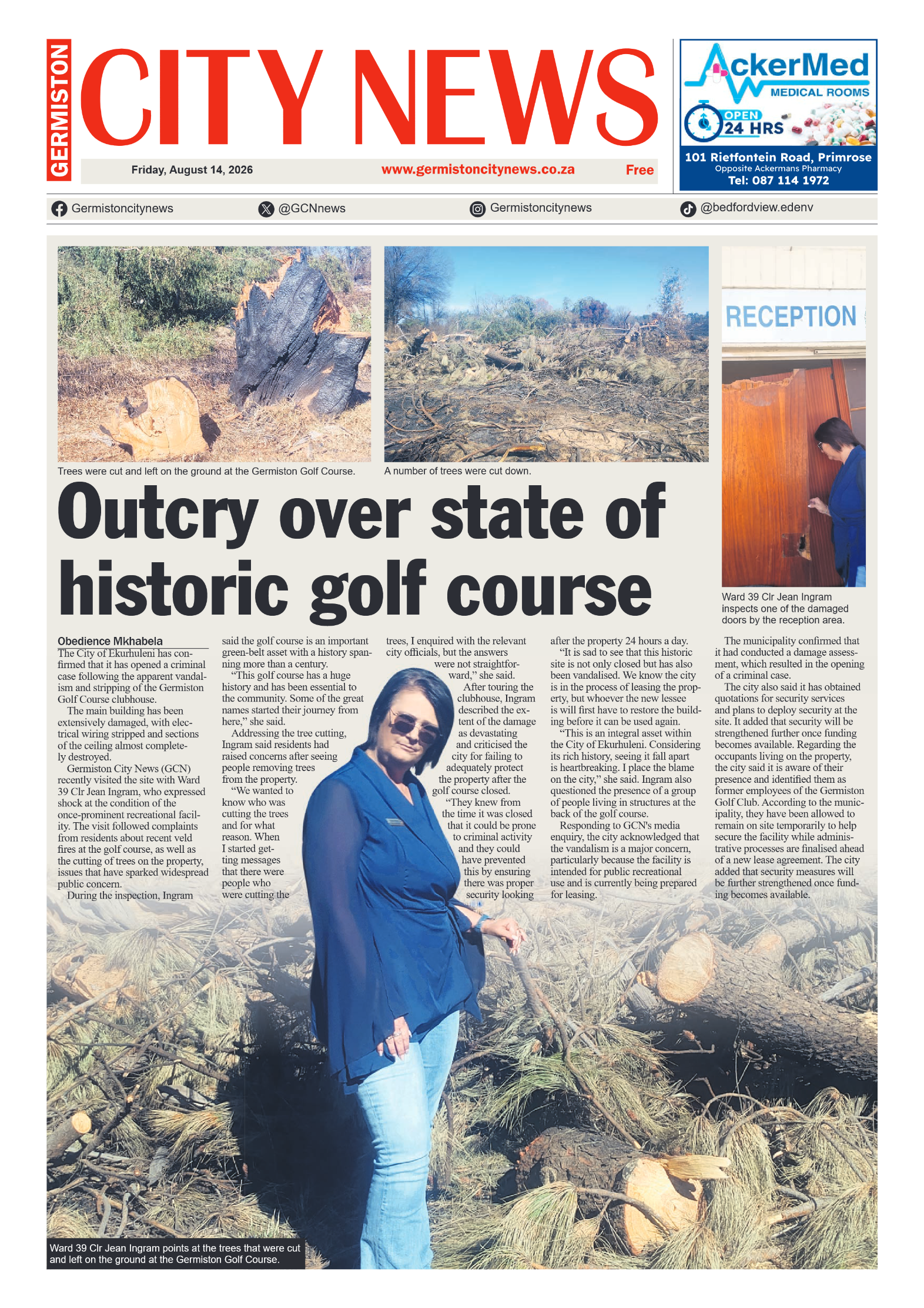 Germiston City News 14 August 2026 page 1