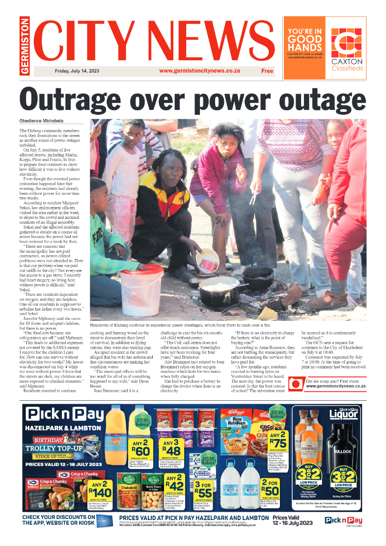 Germiston City News 14 July 2023 page 1