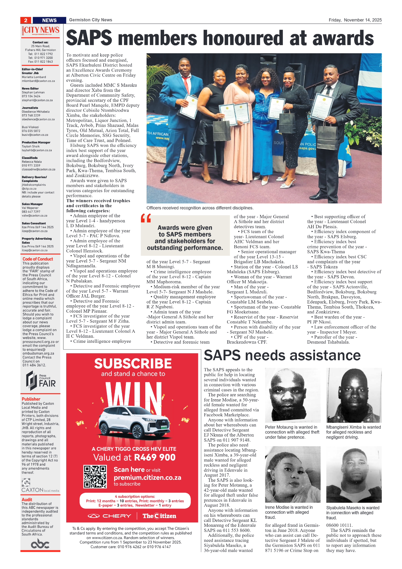 Germiston City News 14 November 2025 page 2