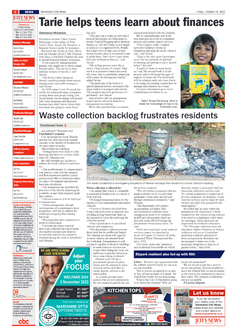 Germiston City News 14 October 2022 page 2
