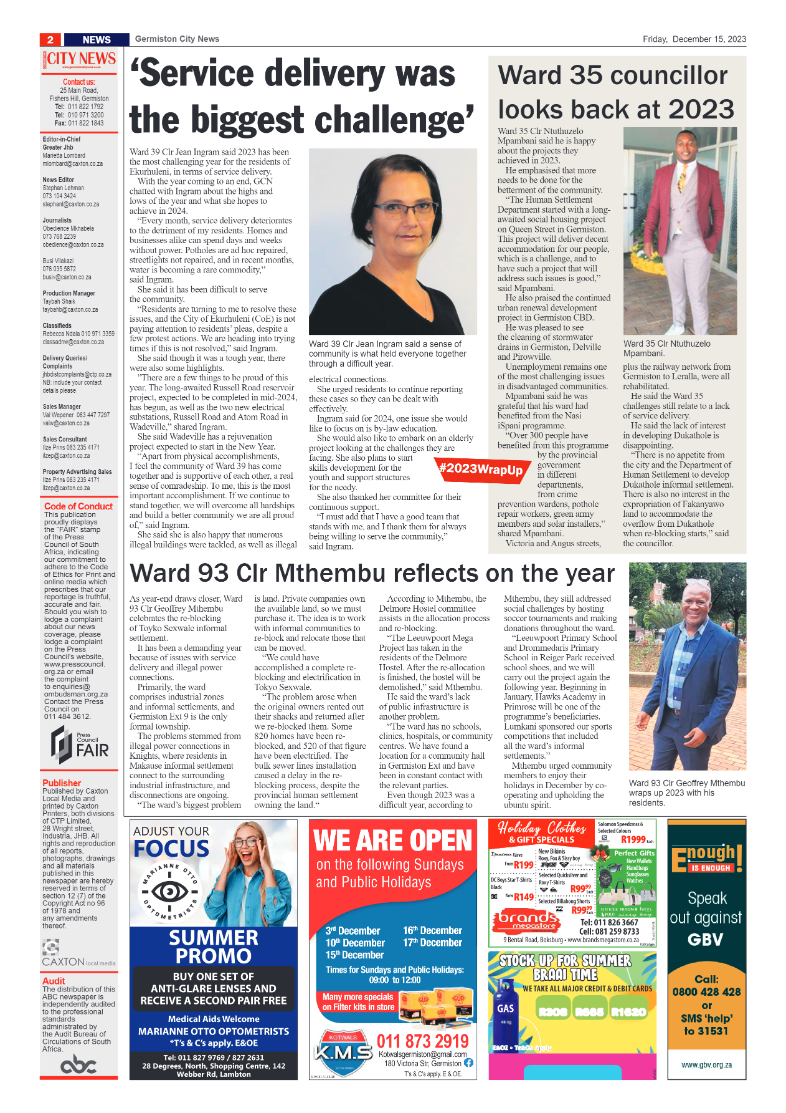 Germiston City News 15 December 2023 page 2
