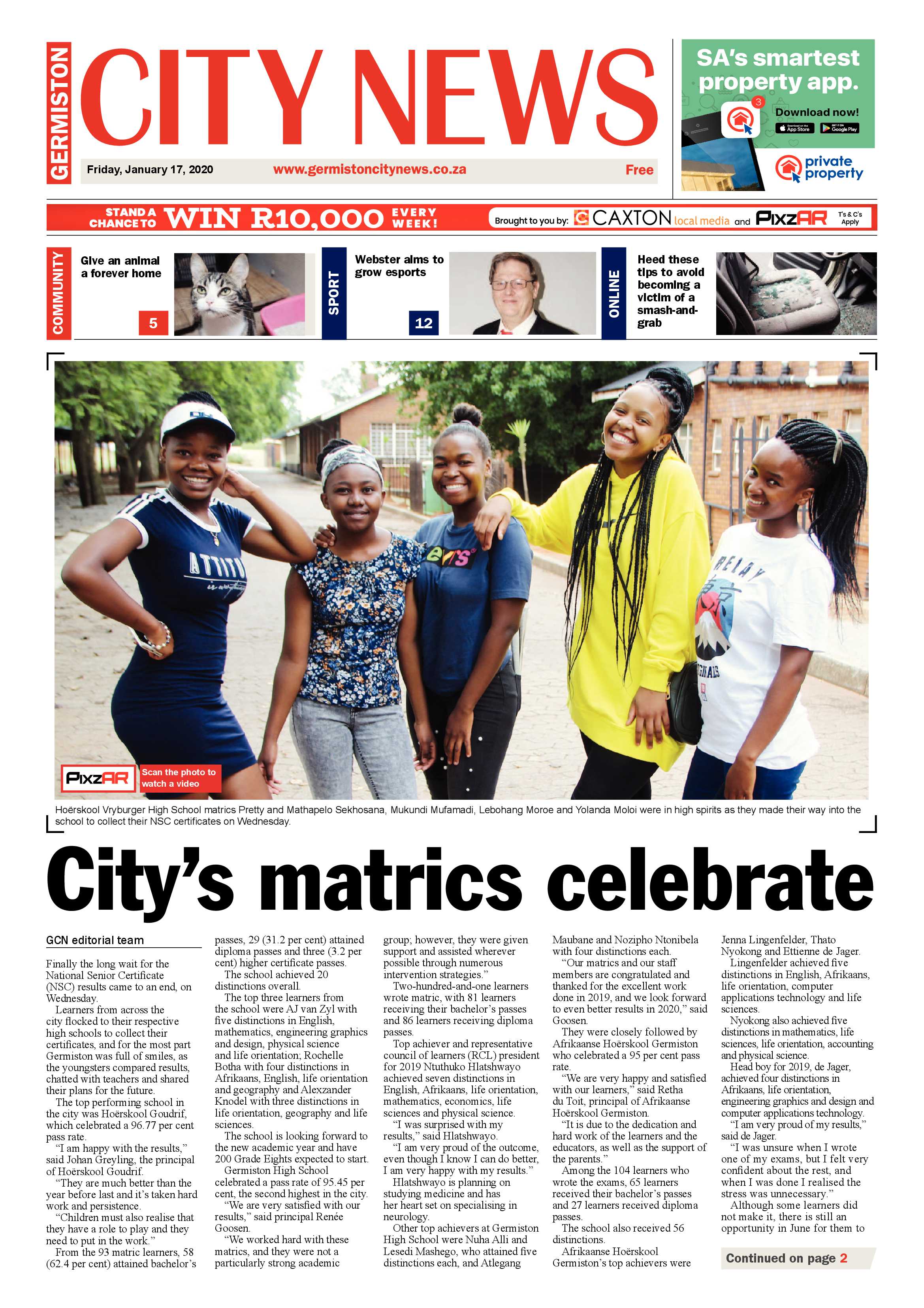 Germiston City News 15 January 2020 page 1