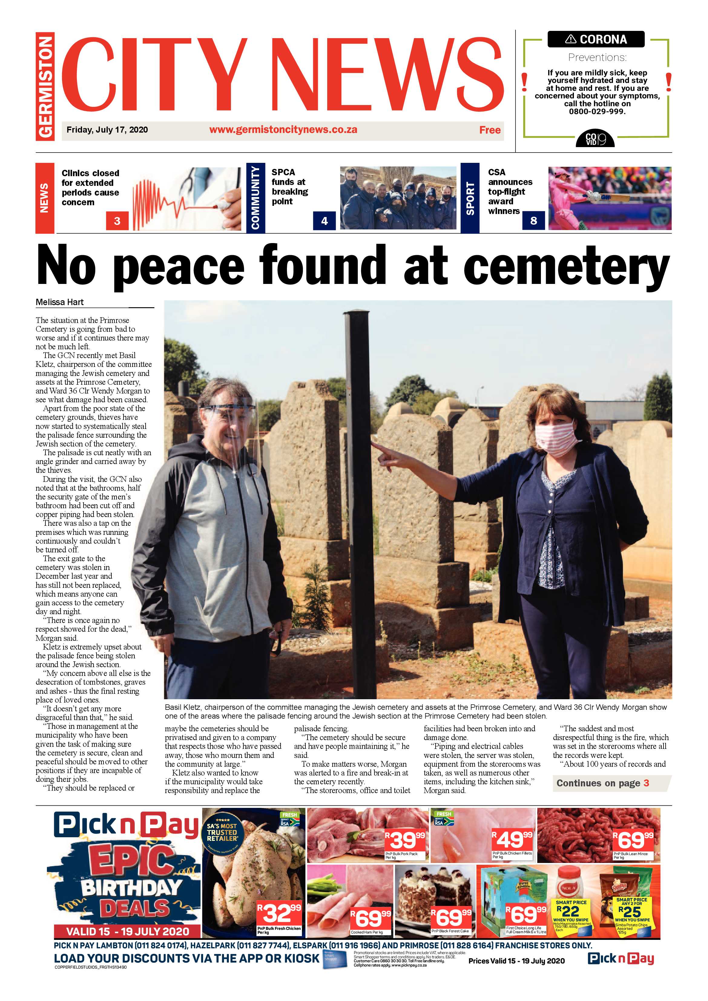 Germiston City News 15 July 2020 page 1