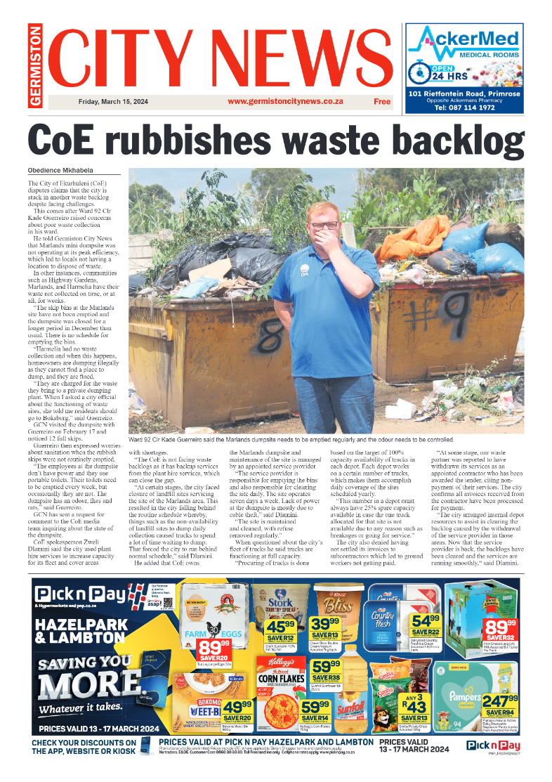 Germiston City News 15 March 2024 page 1