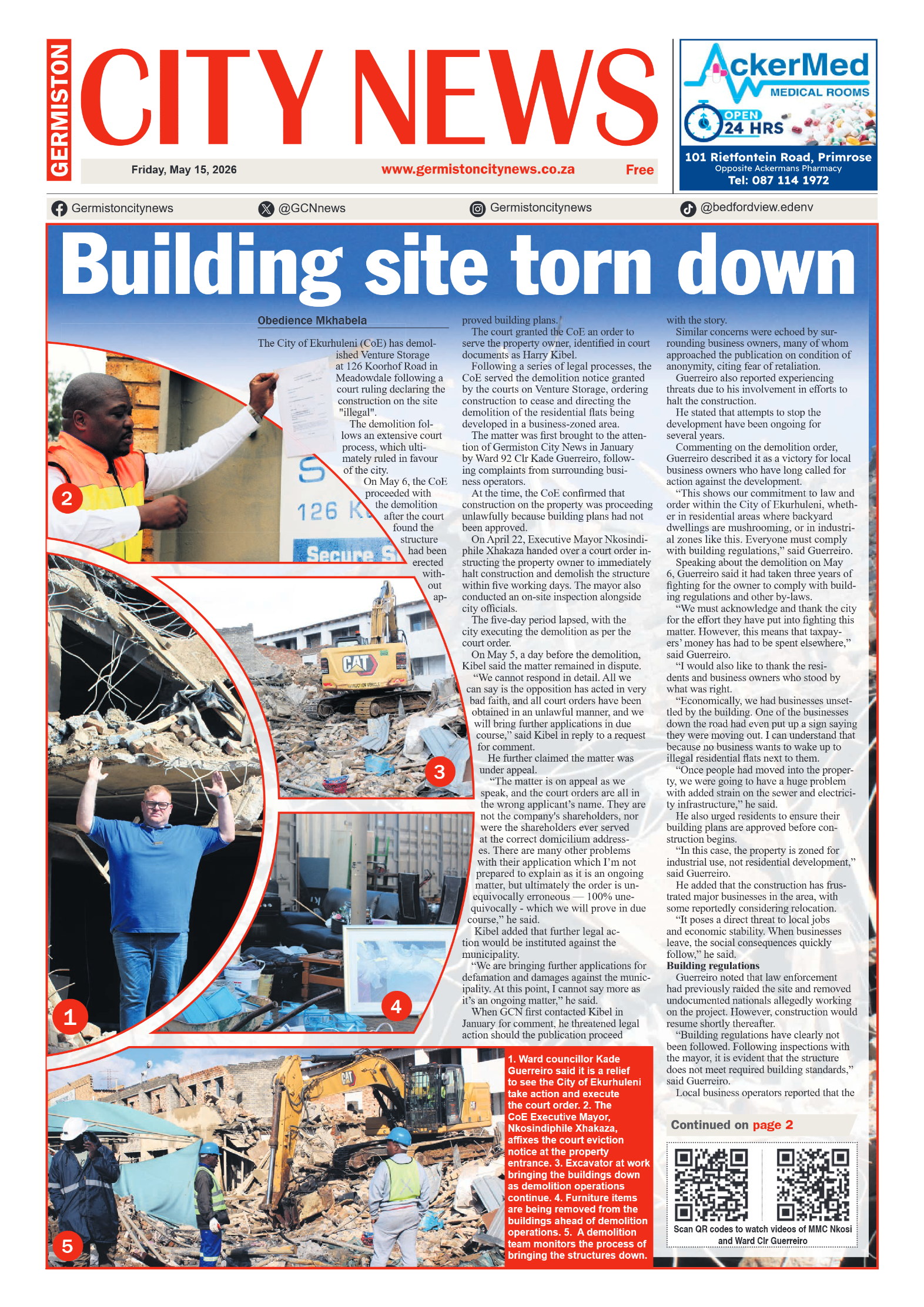 Germiston City News 15 May 2026 page 1