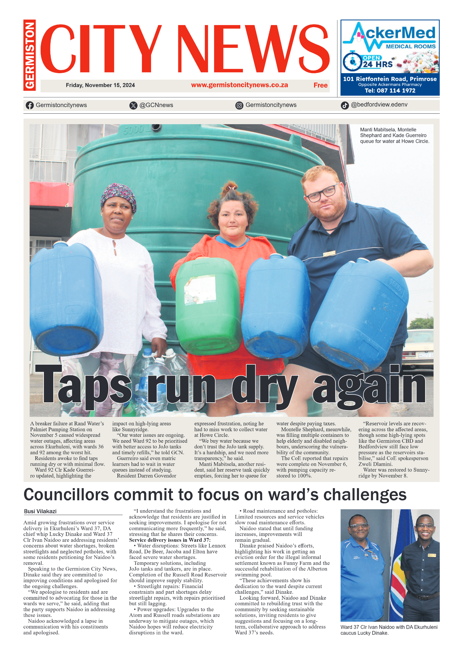 Germiston City News 15 November 2024 page 1