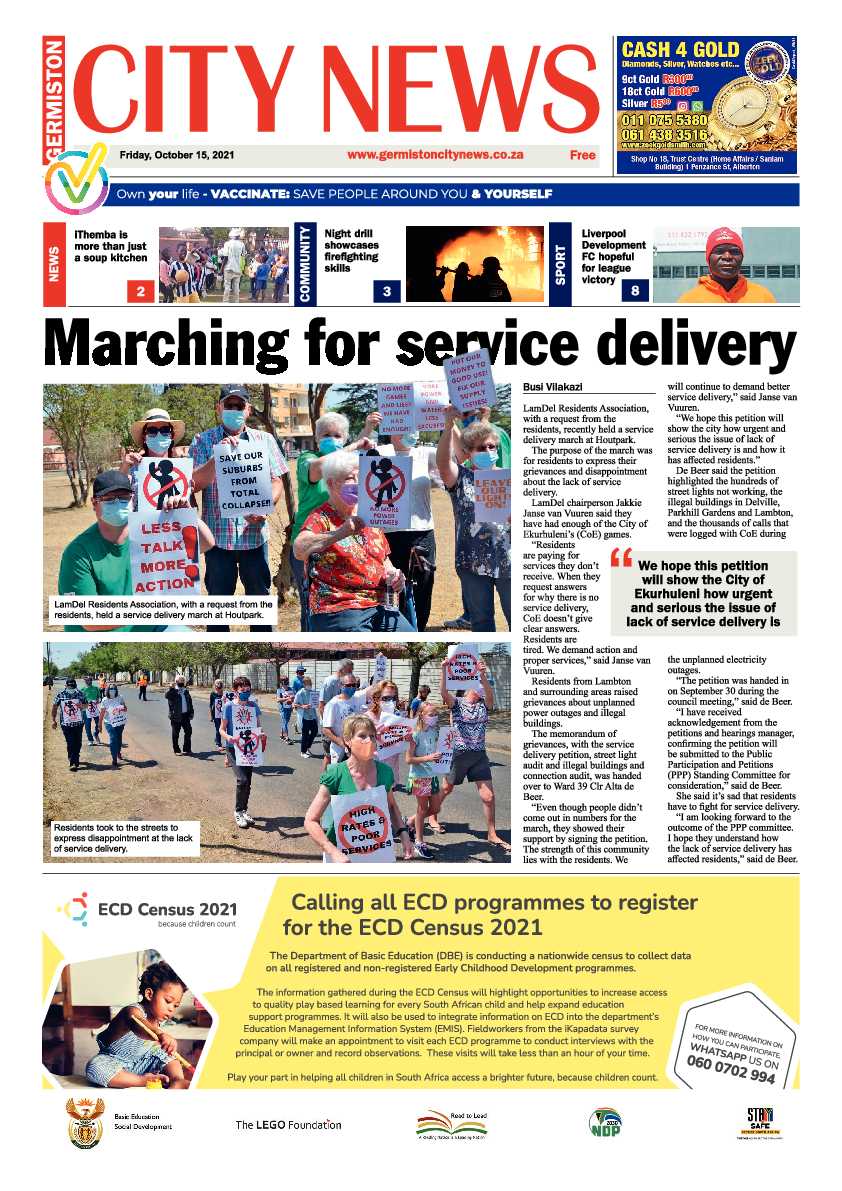 Germiston City News 15 October 2021 page 1