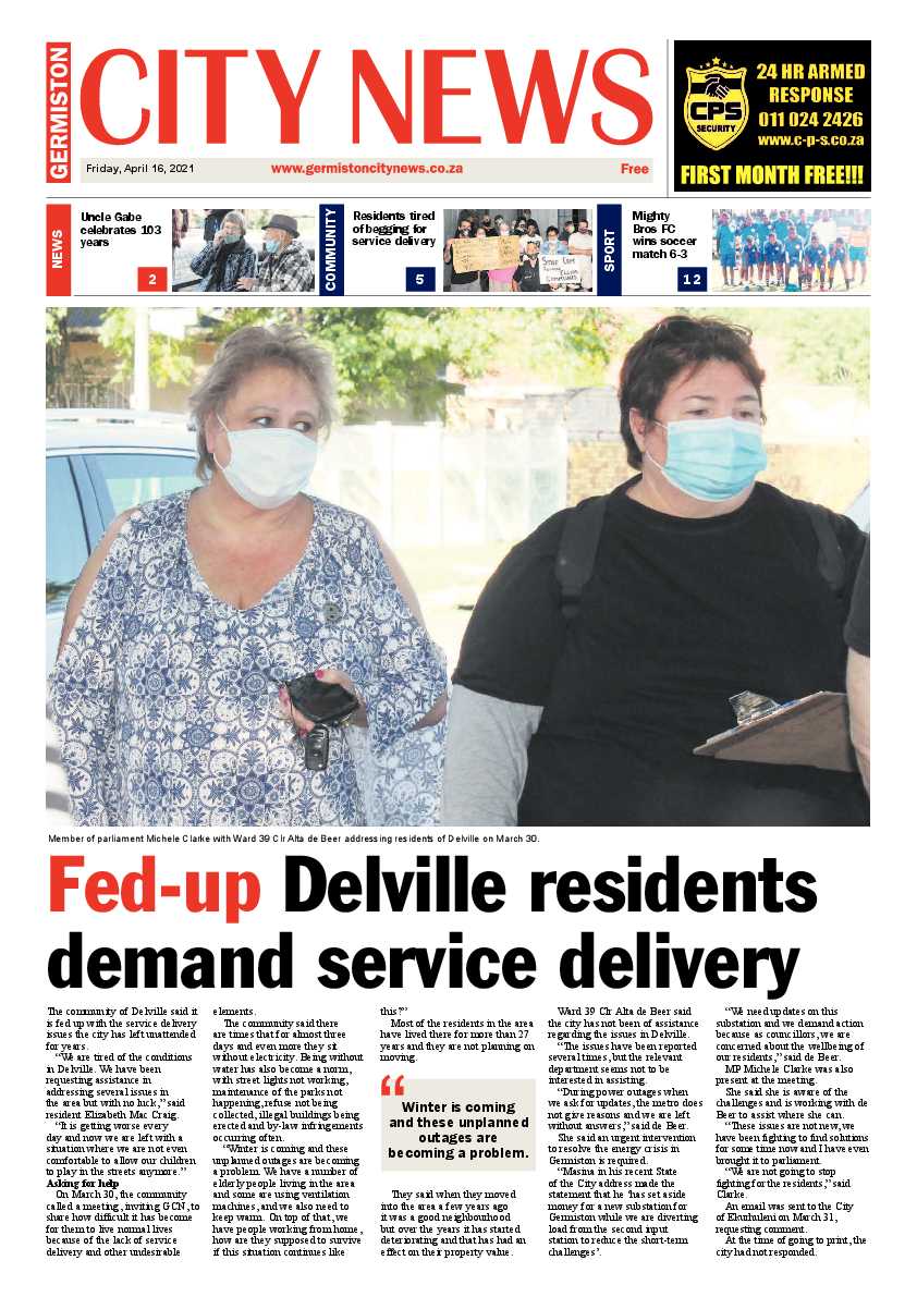 Germiston City News 16 April 2021 page 1