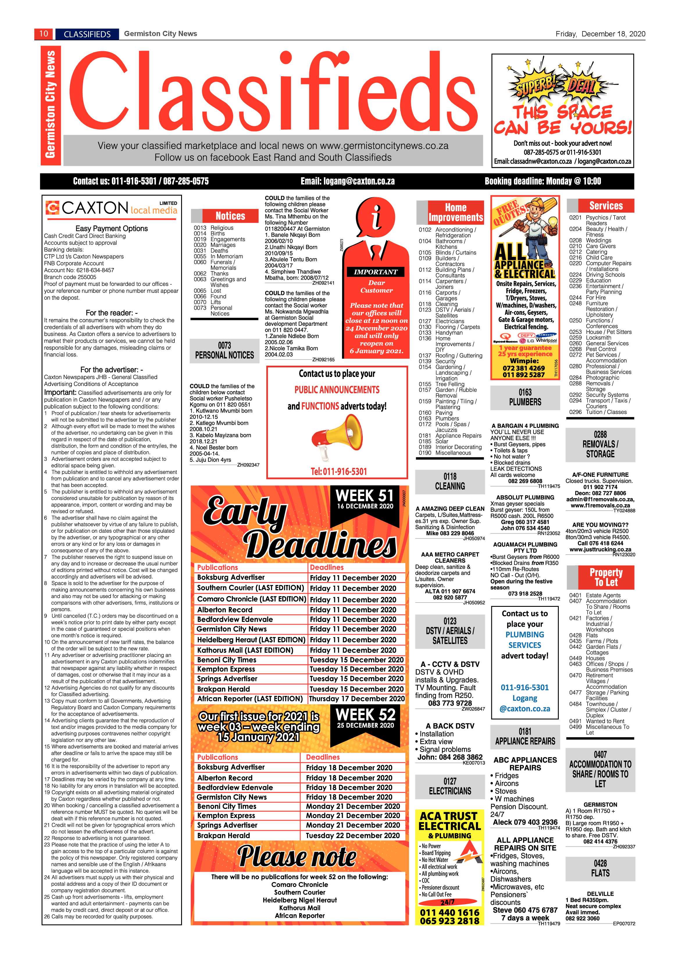 Germiston City News 16 December 2020 page 10
