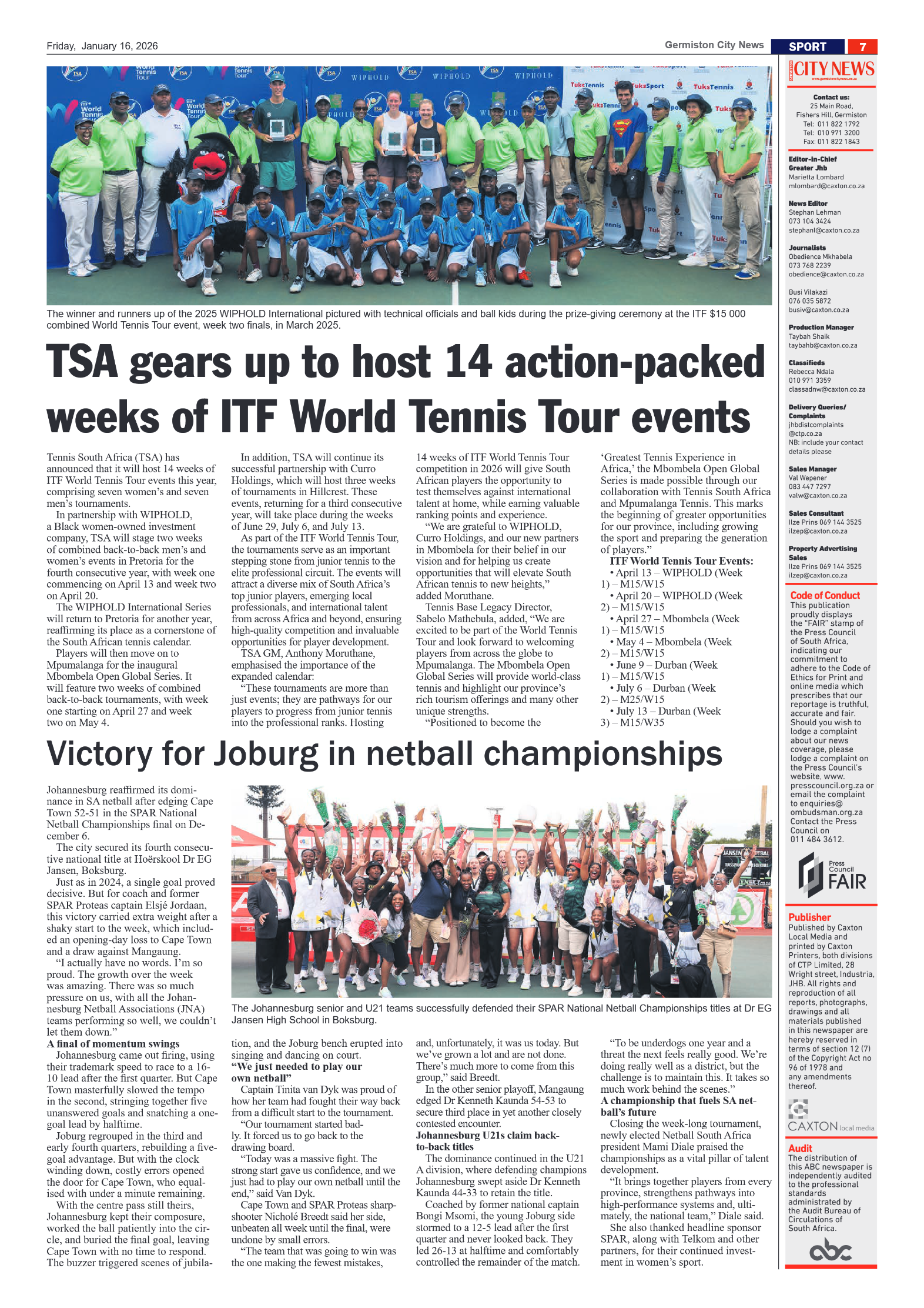 Germiston City News 16 January 2026 page 7