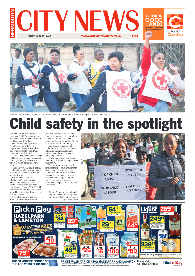 Germiston City News 16 June 2023 page 1