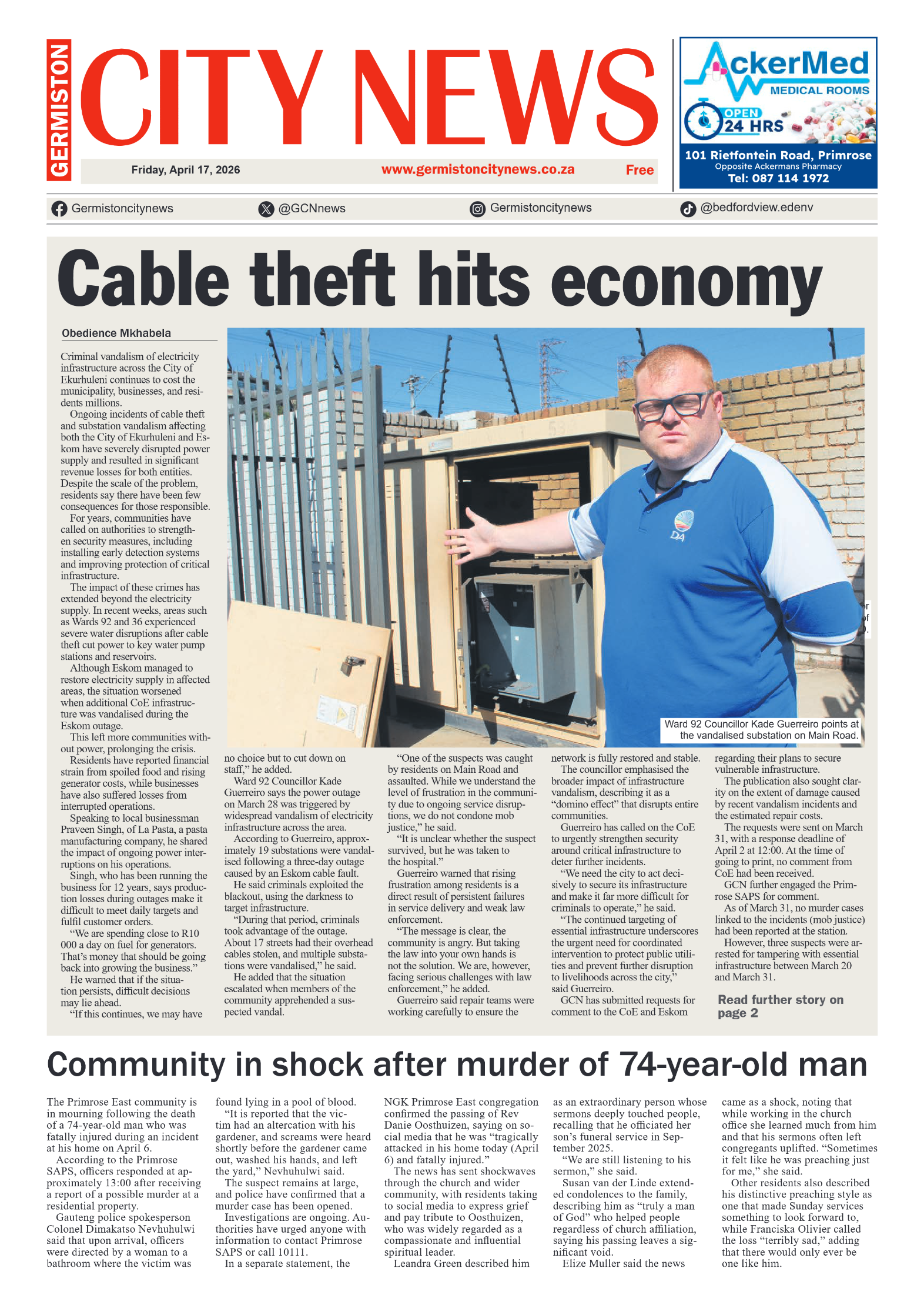 Germiston City News 17 April 2026 page 1