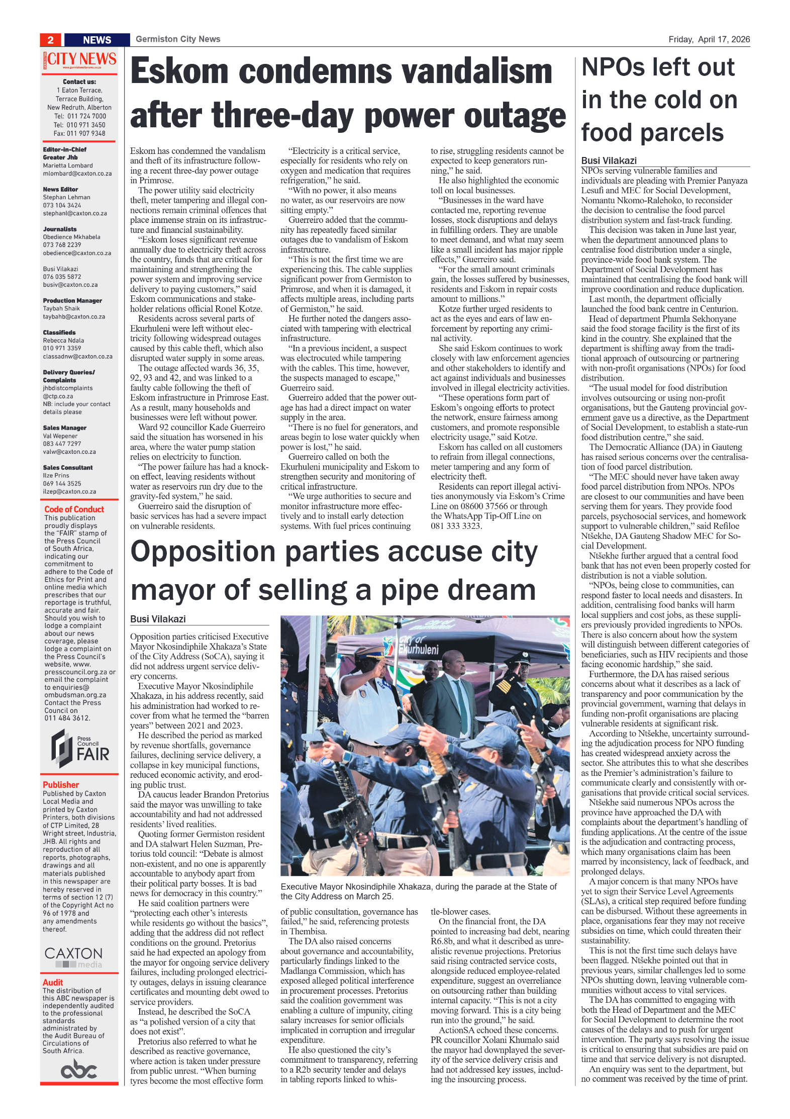 Germiston City News 17 April 2026 page 2