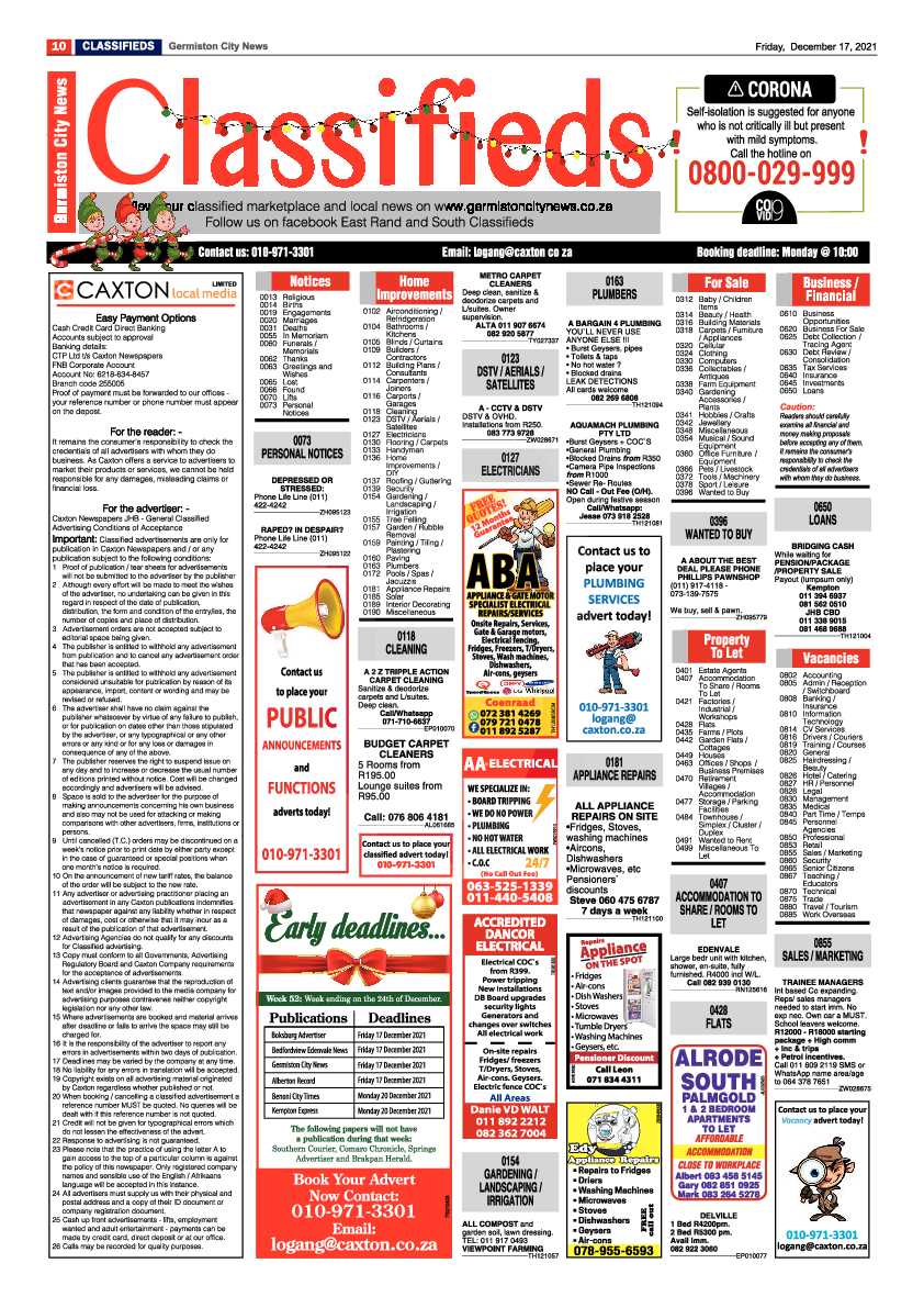 Germiston City News 17 December 2021 page 12